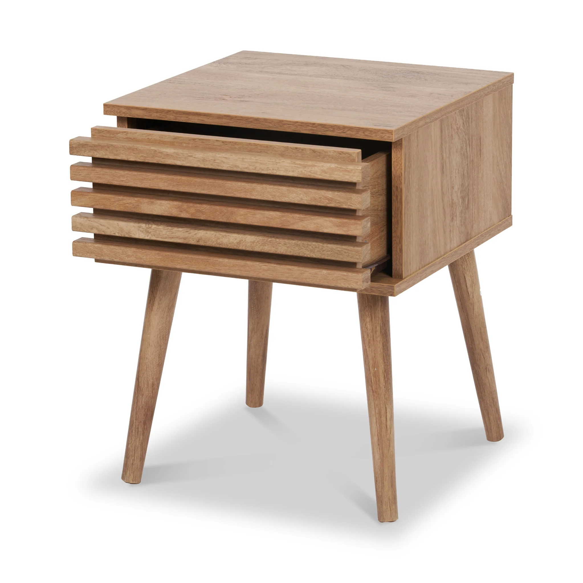 Larvik Slatted Eucalyptus 1 Drawer Bedside Table - Image 2