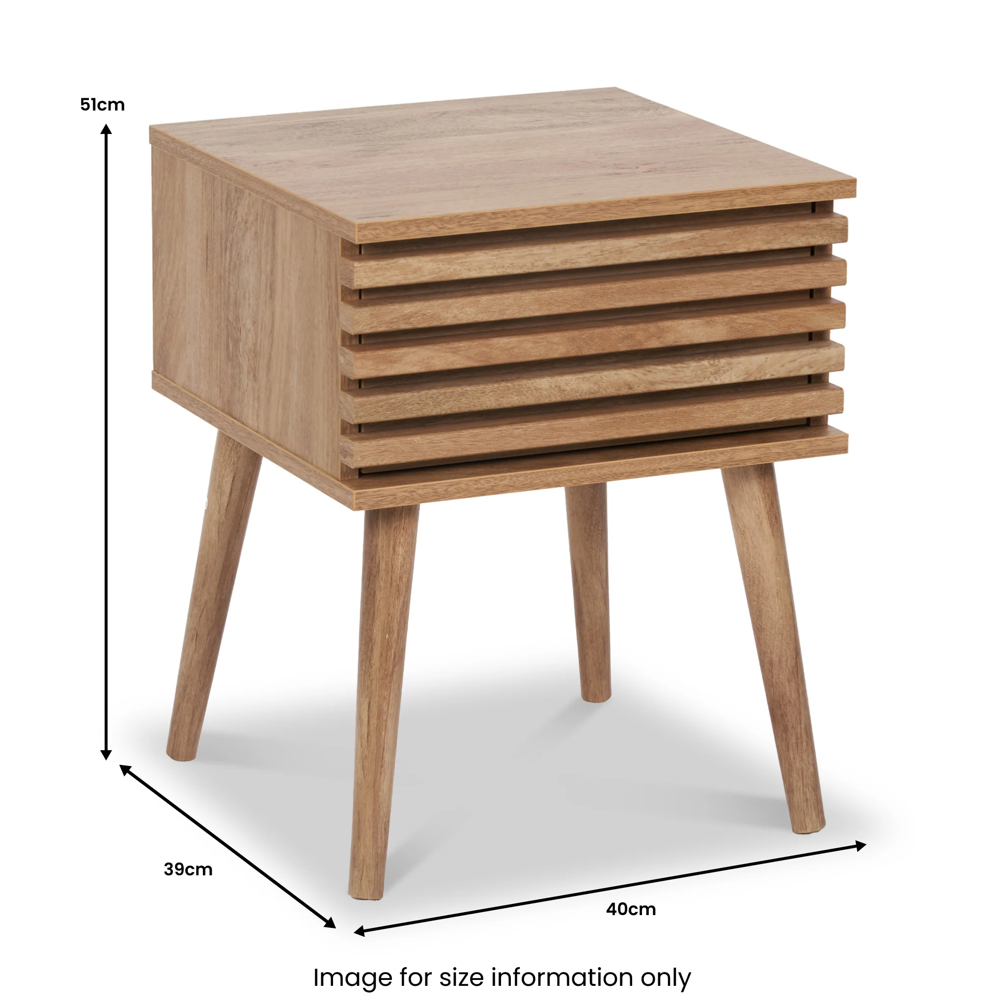 Larvik Slatted Eucalyptus 1 Drawer Bedside Table - Image 5