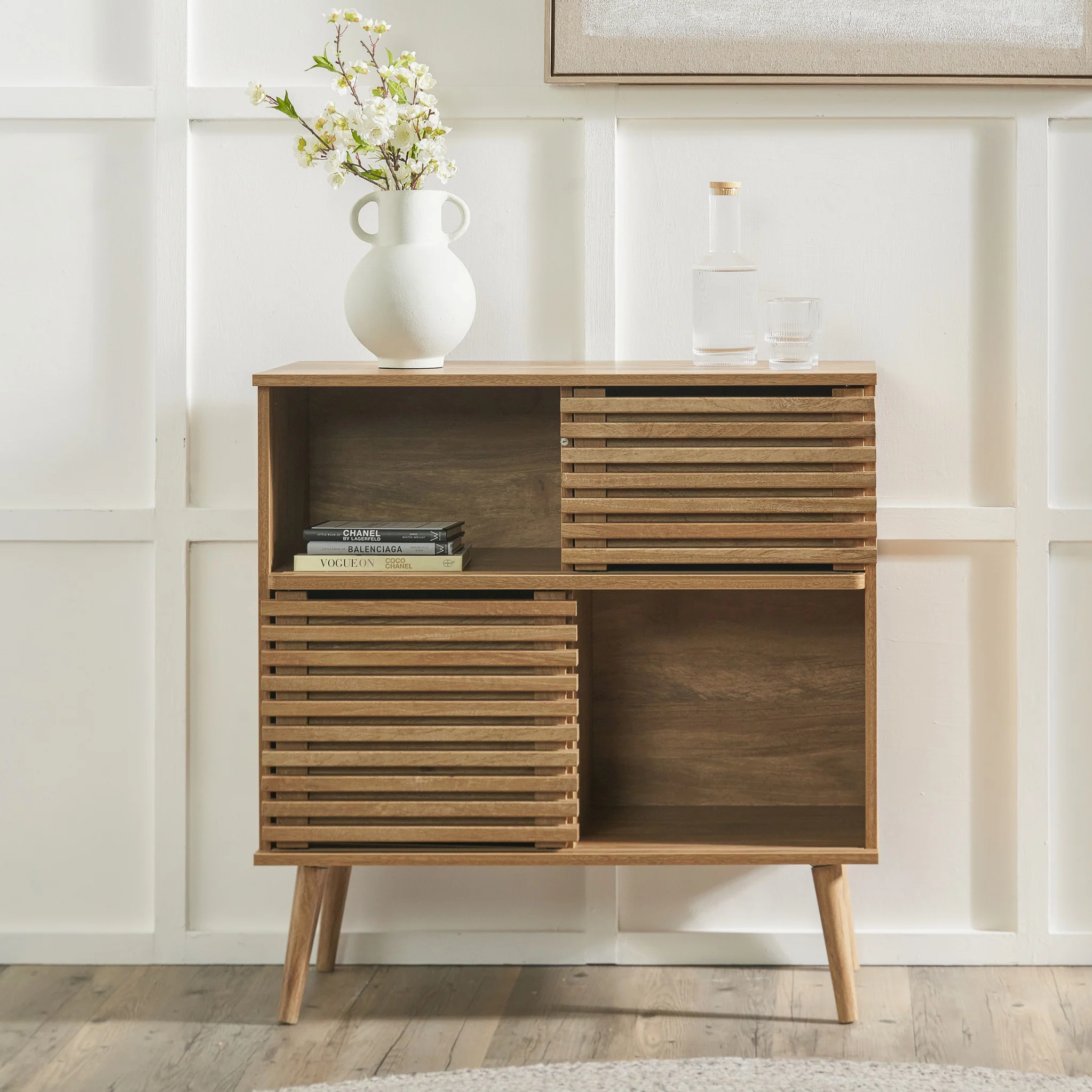 Larvik Slatted Eucalyptus Display Cabinet - Image 2