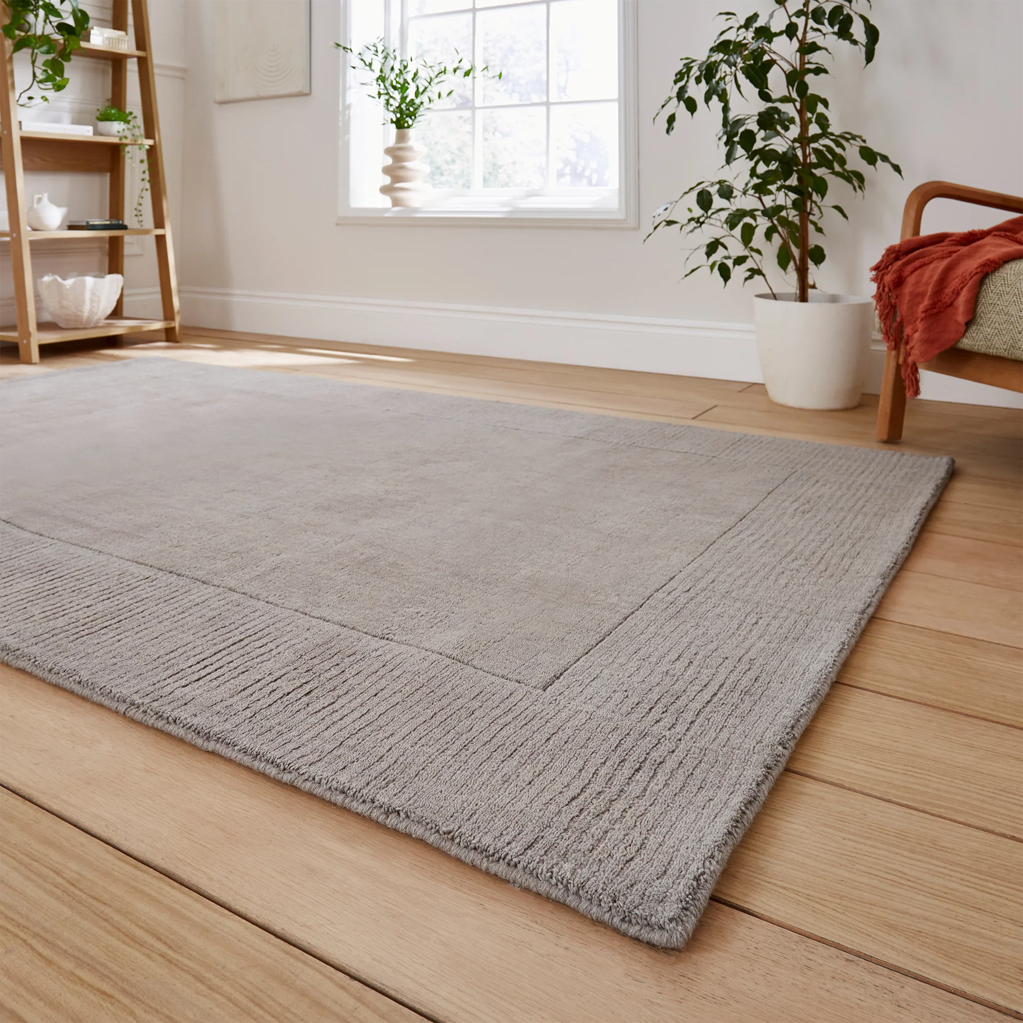 Lauder Plain Wool Border Rug - Image 12