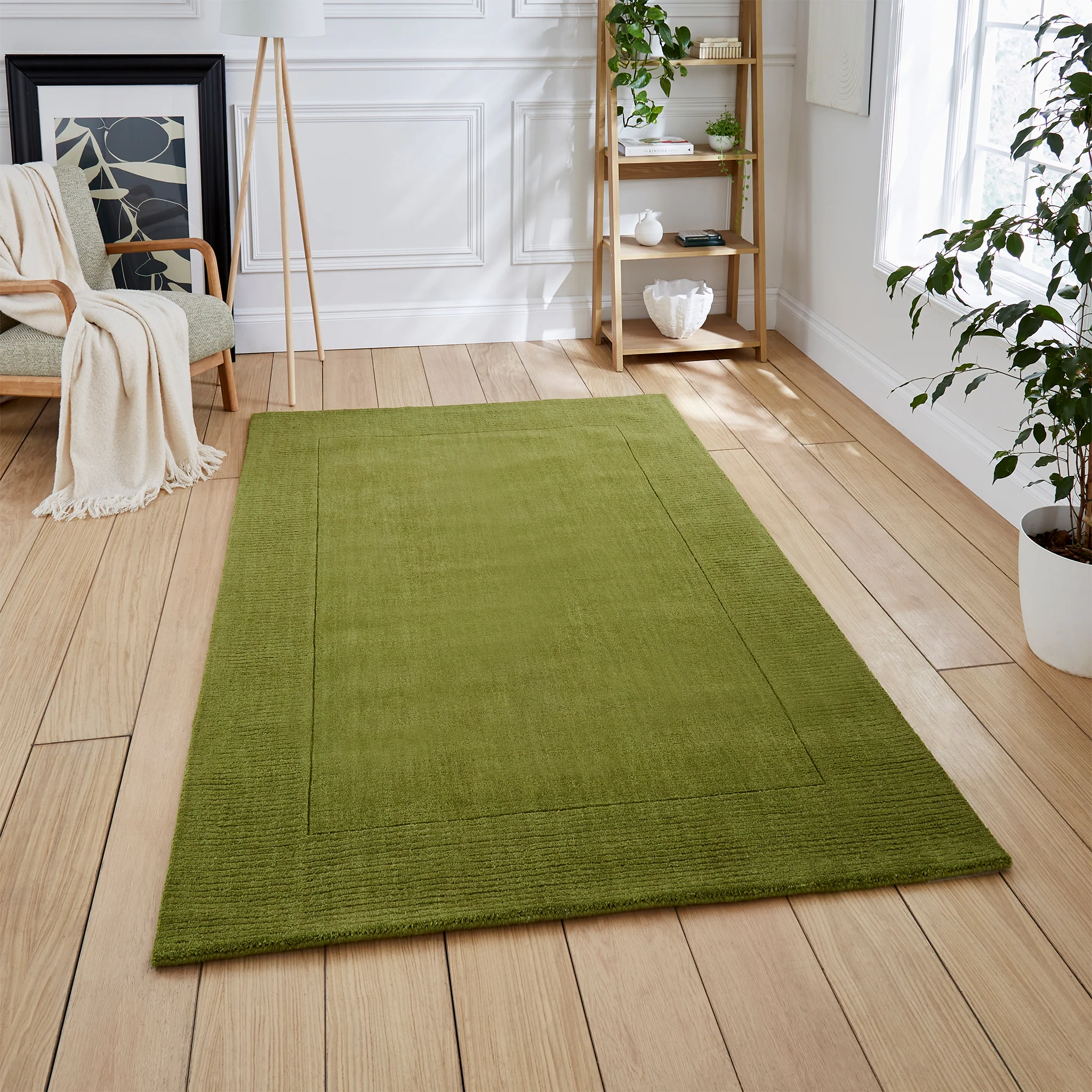 Lauder Plain Wool Border Rug - Image 2