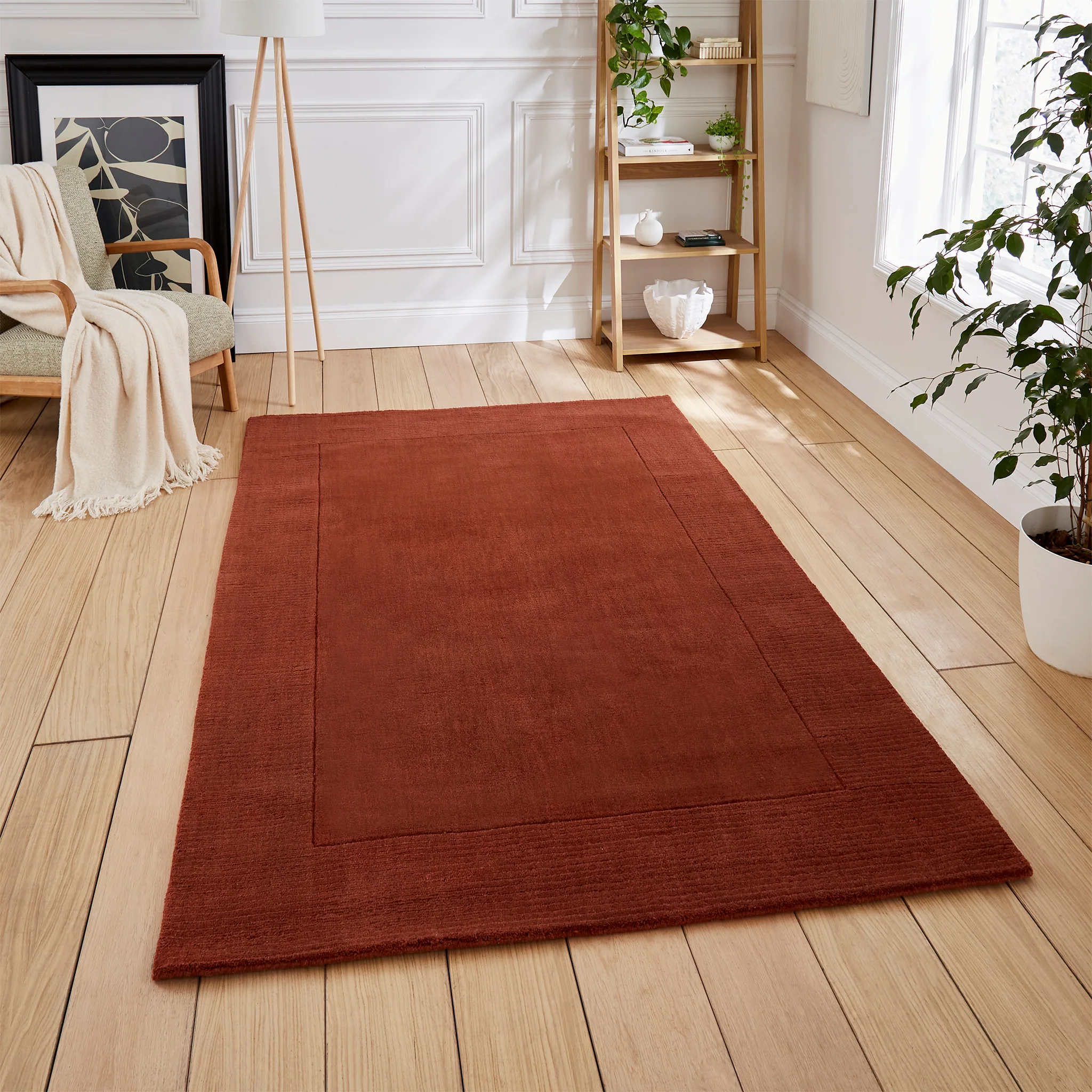 Lauder Plain Wool Border Rug - Image 29
