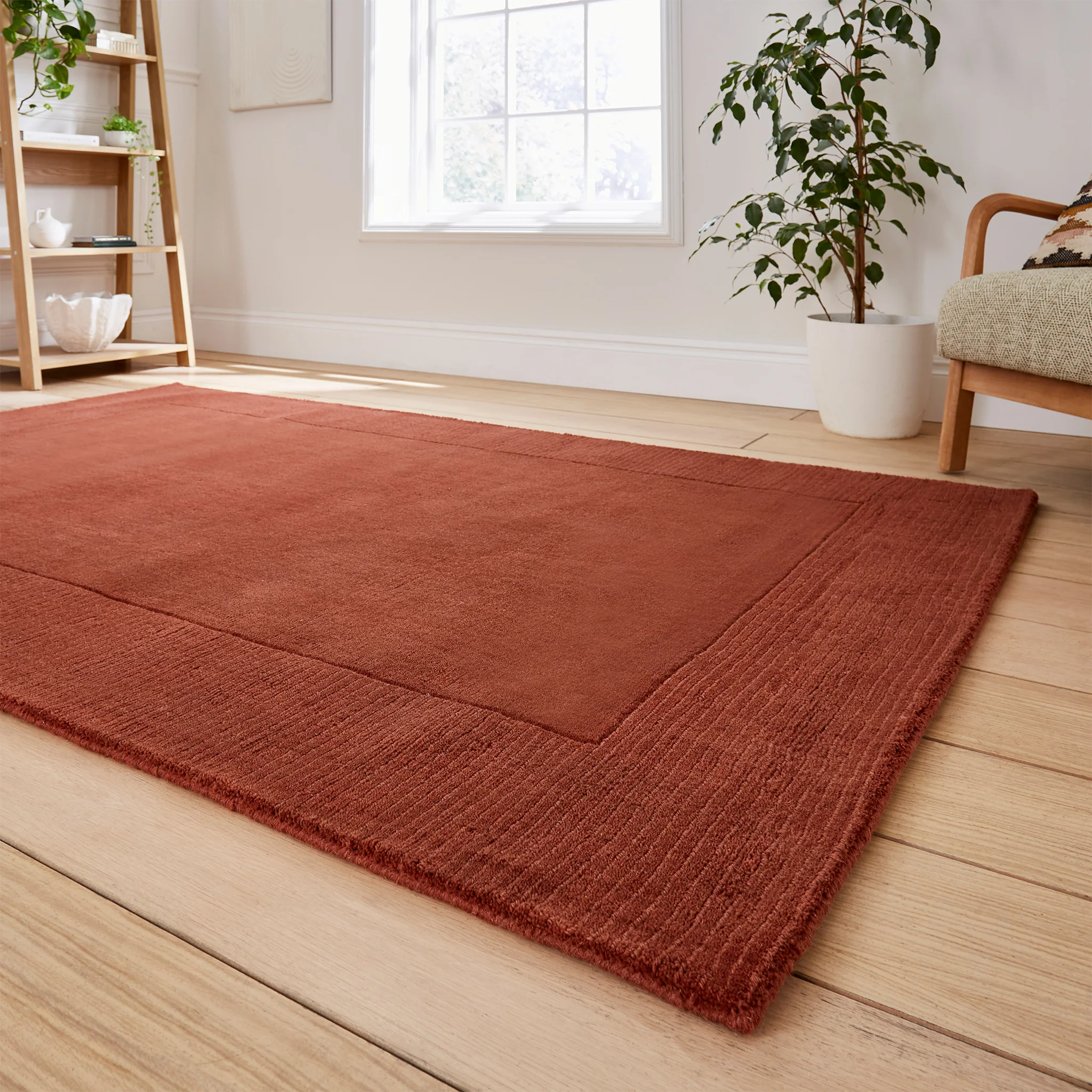 Lauder Plain Wool Border Rug - Image 30