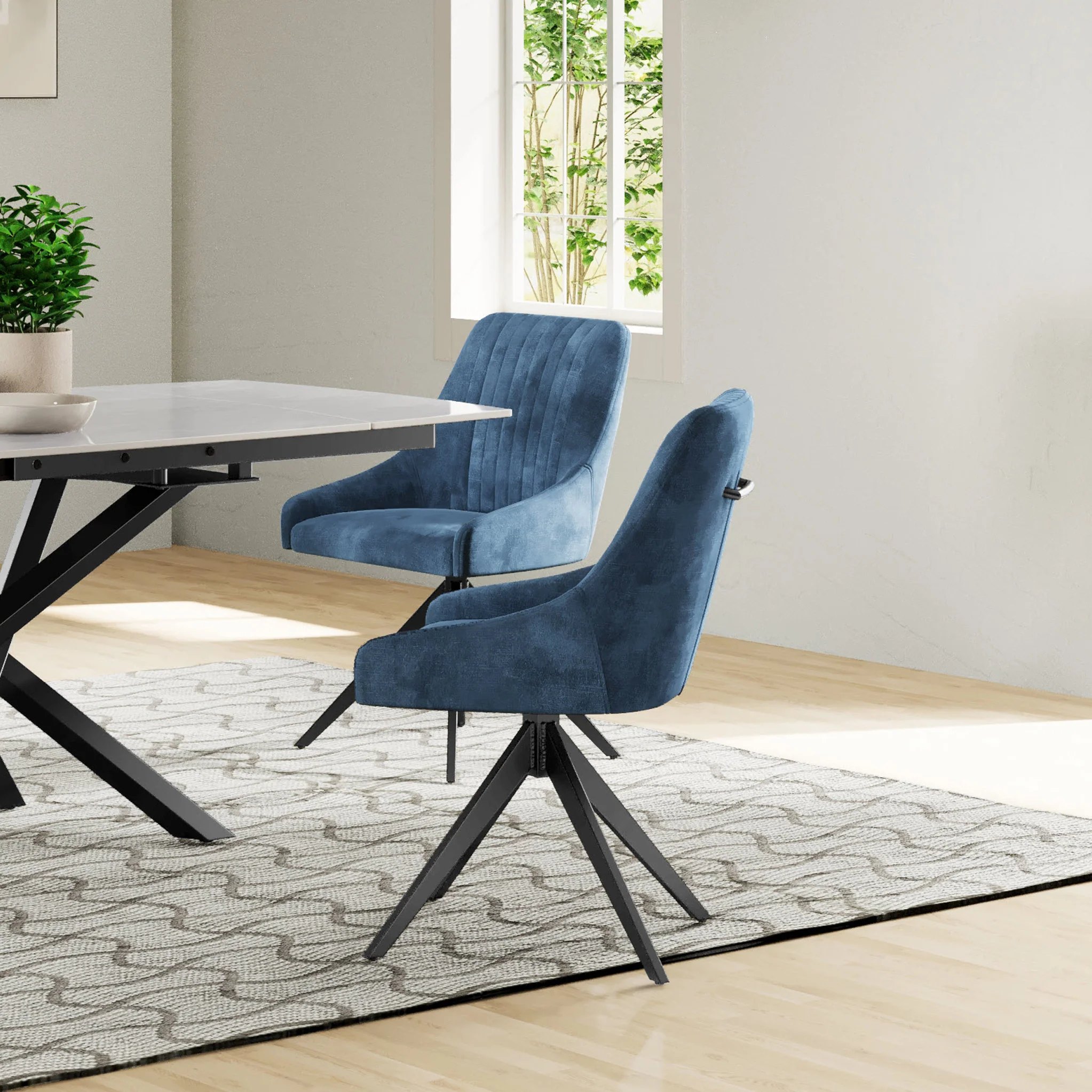 Lawson Velvet Swivel Dining Chair with Black Legs - Image 6