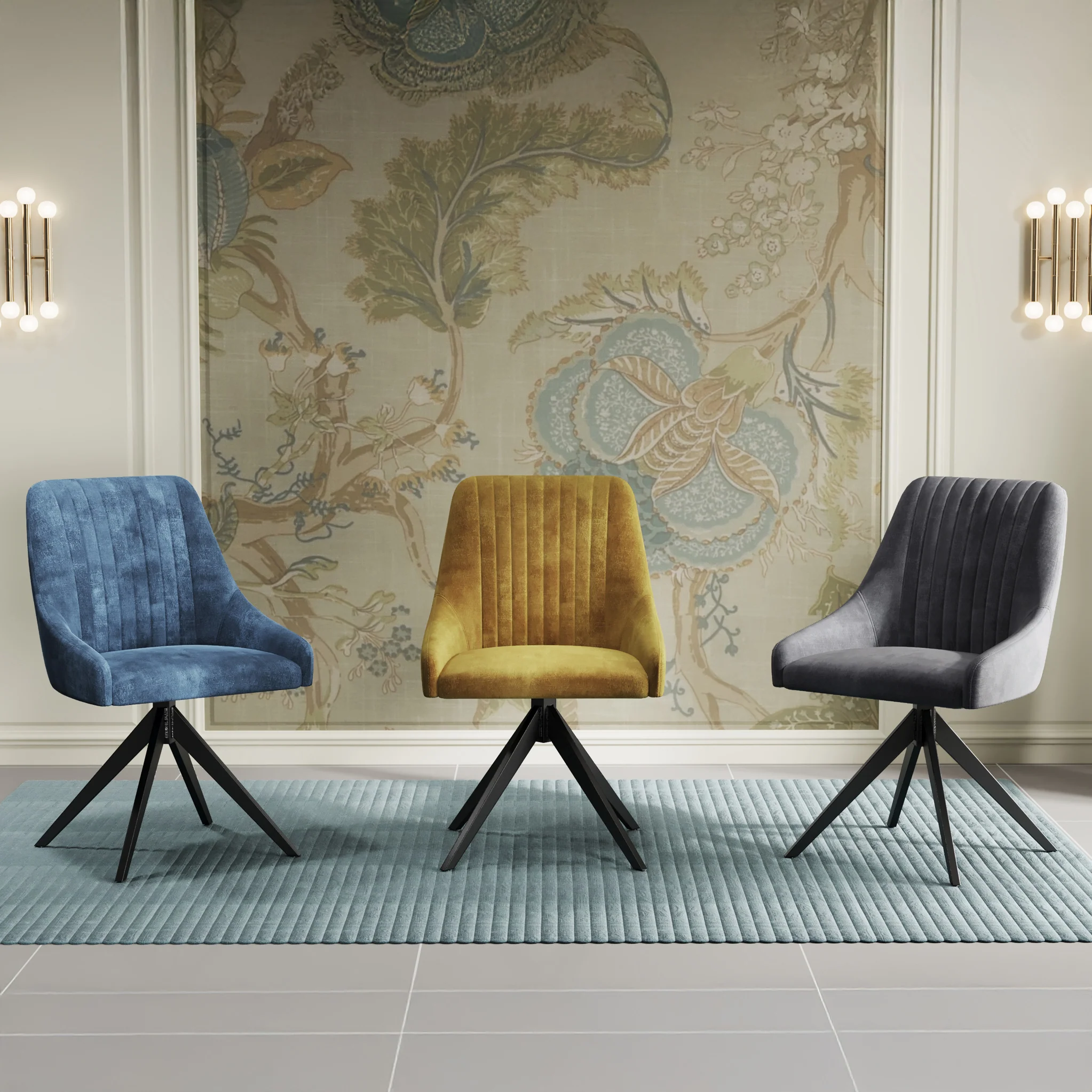 Lawson Velvet Swivel Dining Chair with Black Legs - Image 9
