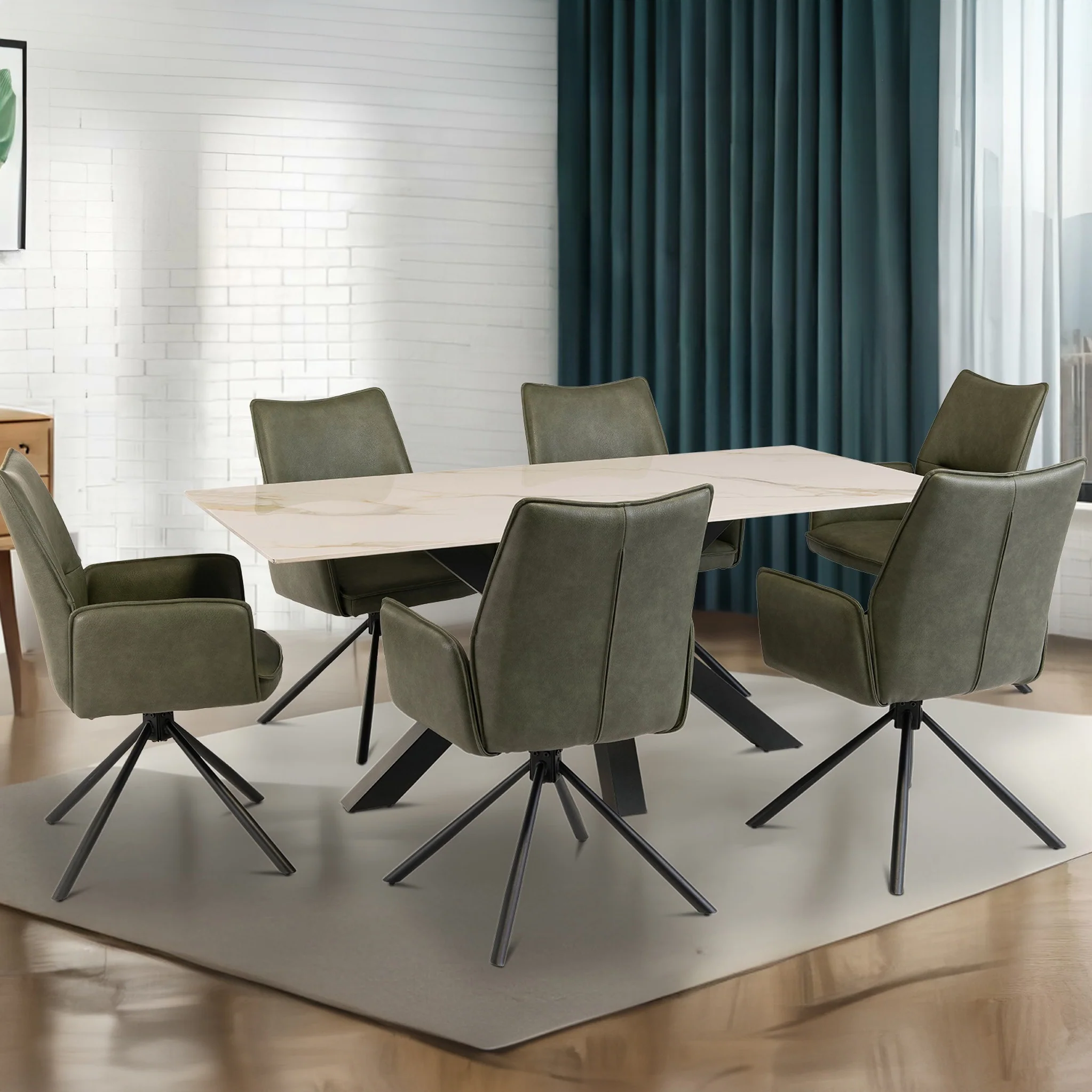 Lena 180cm Kass Gold Sintered Stone Dining Table - Image 2