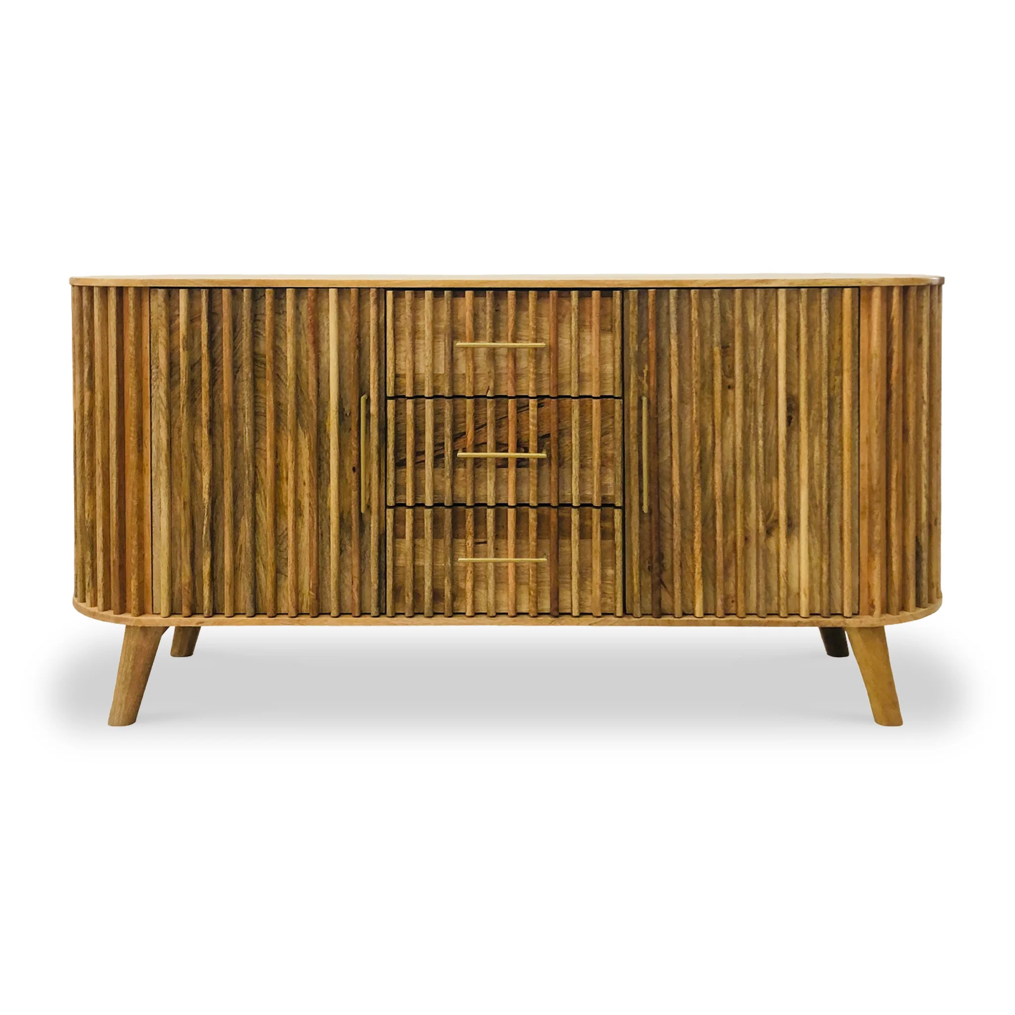 Leo Slatted Mango Wood 2 Door 3 Drawer Sideboard - Image 3