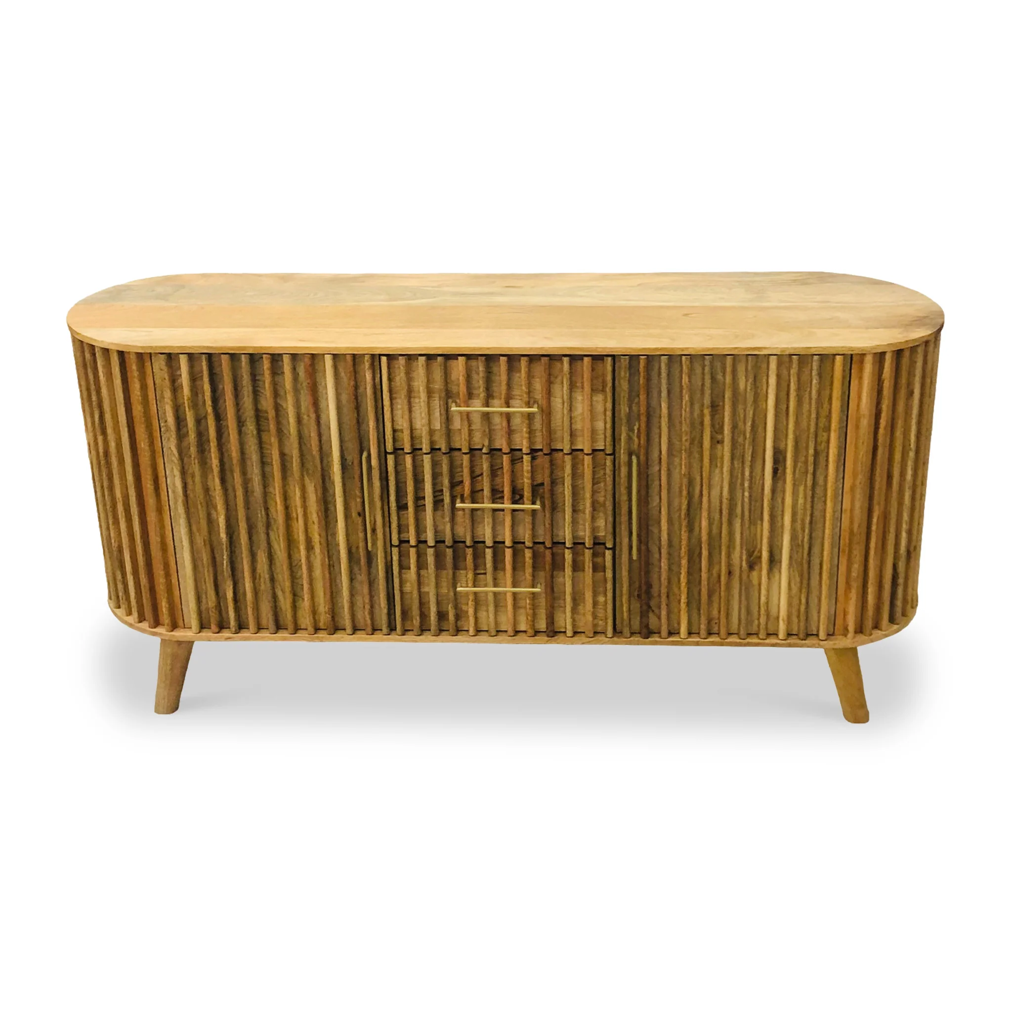 Leo Slatted Mango Wood 2 Door 3 Drawer Sideboard - Image 4
