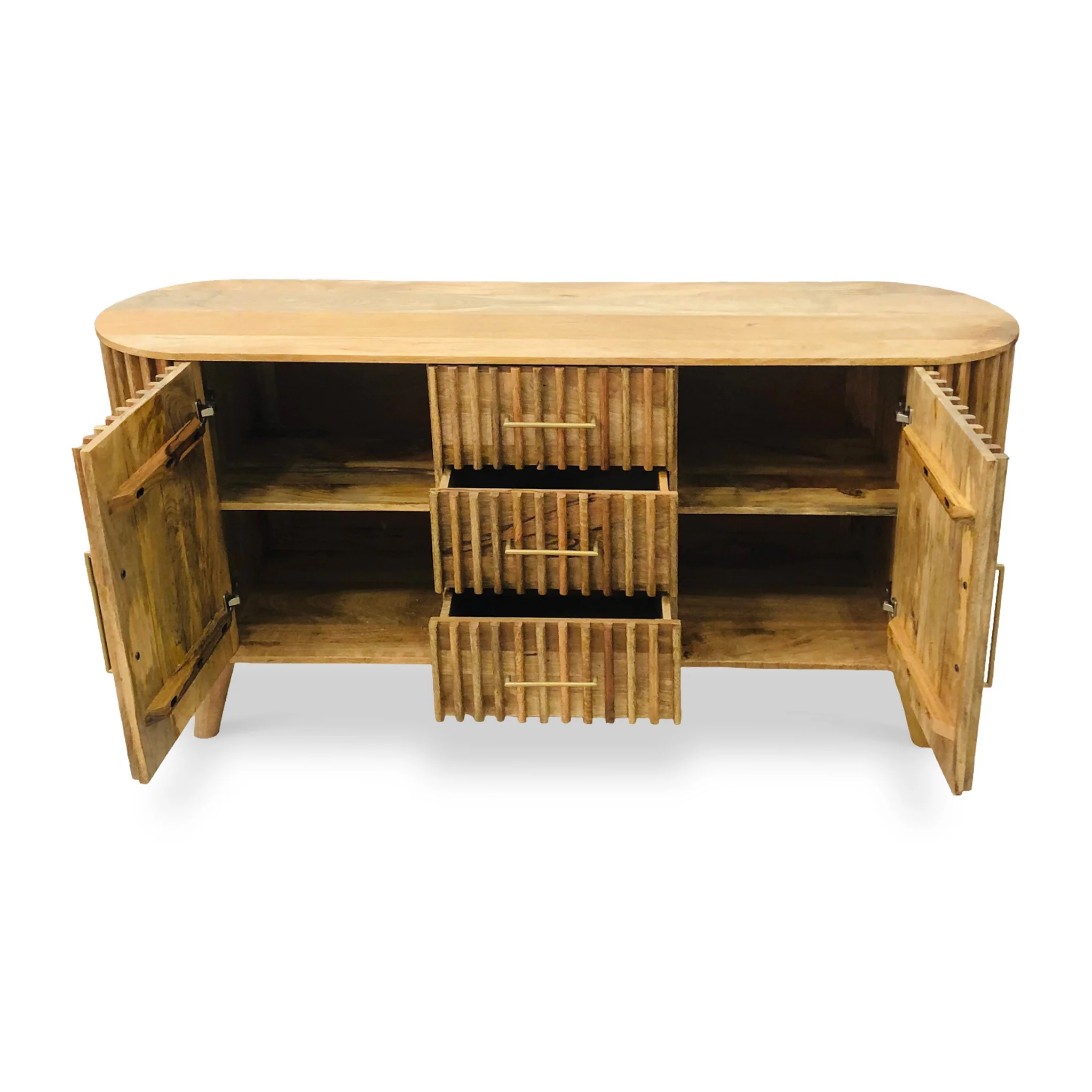 Leo Slatted Mango Wood 2 Door 3 Drawer Sideboard - Image 5