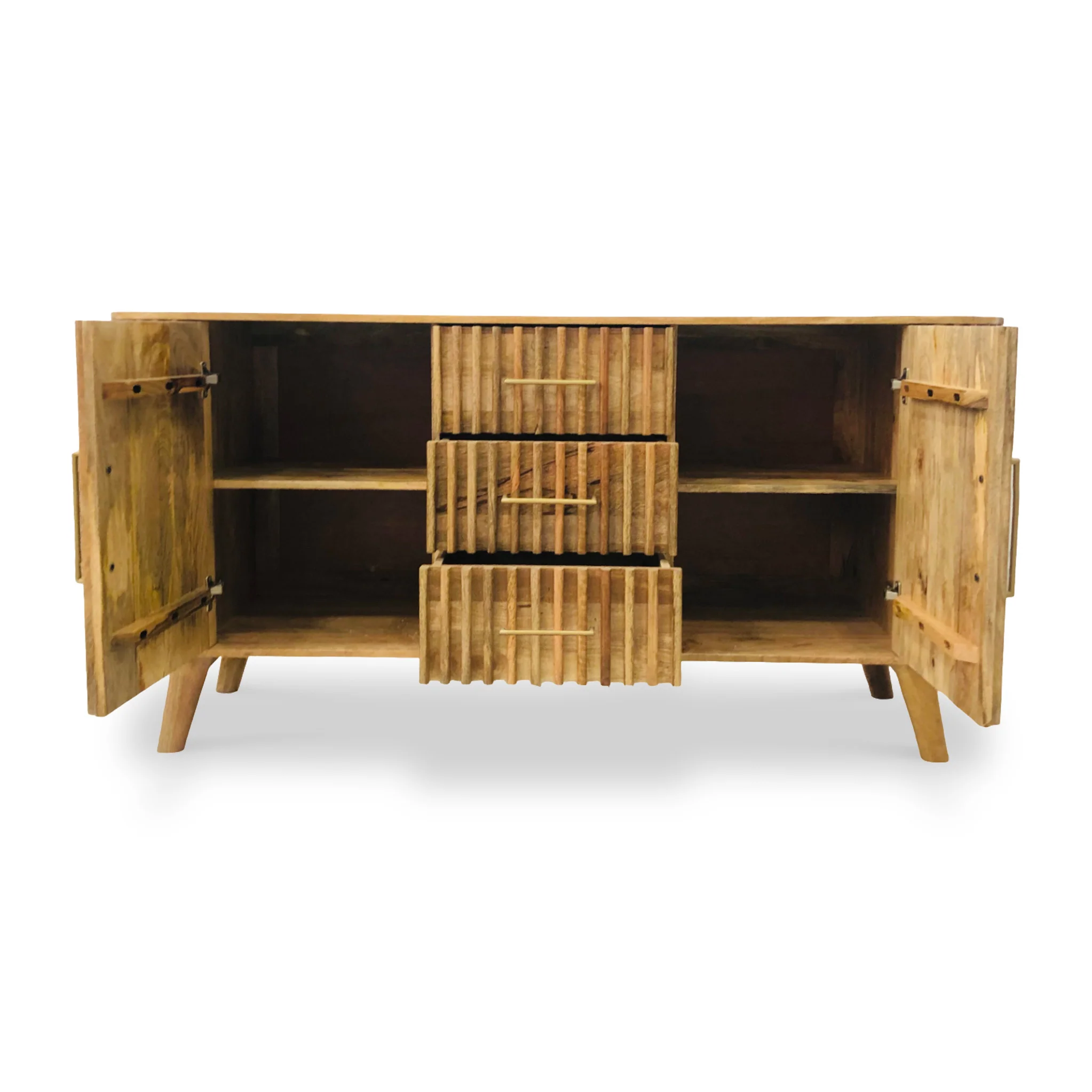 Leo Slatted Mango Wood 2 Door 3 Drawer Sideboard - Image 6