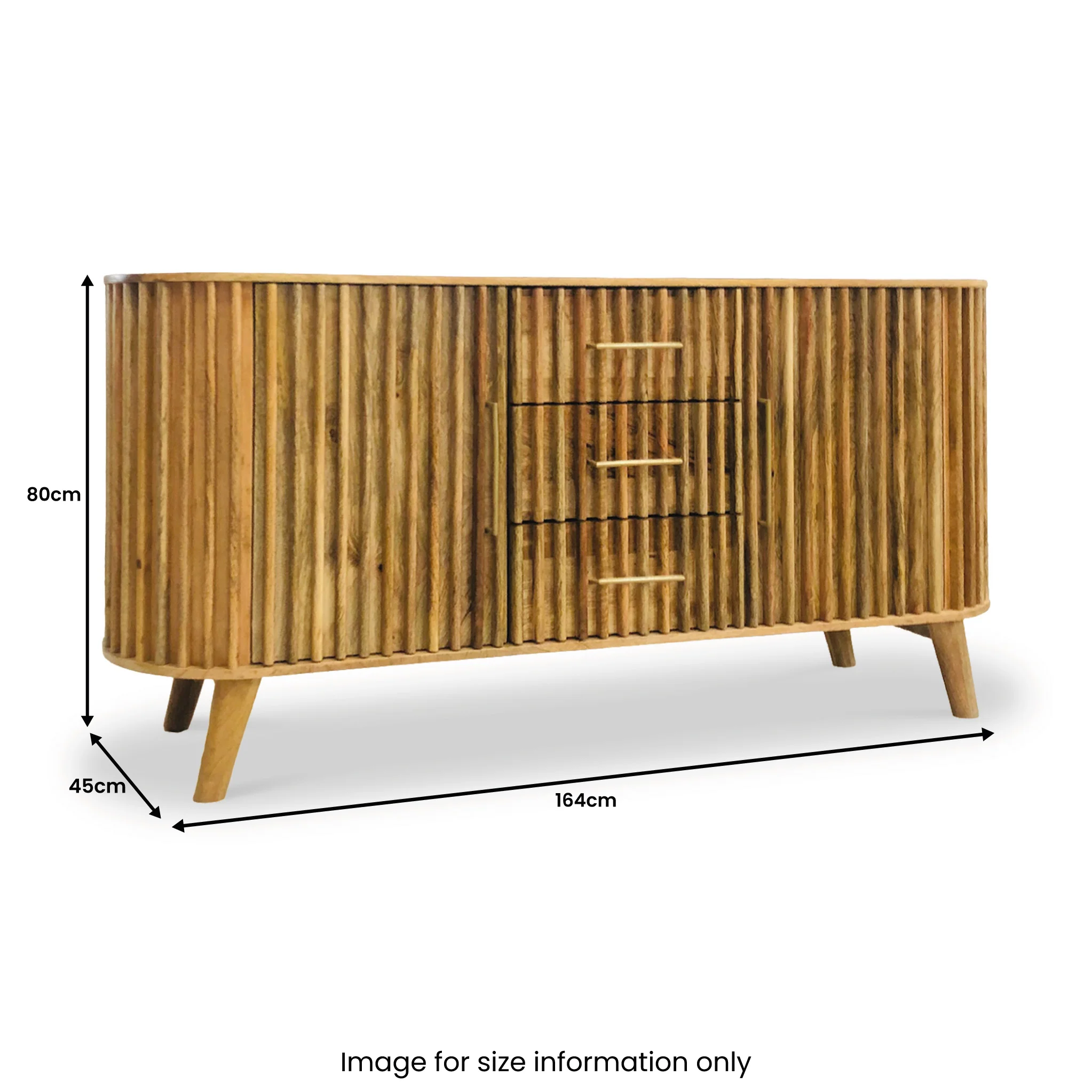 Leo Slatted Mango Wood 2 Door 3 Drawer Sideboard - Image 8
