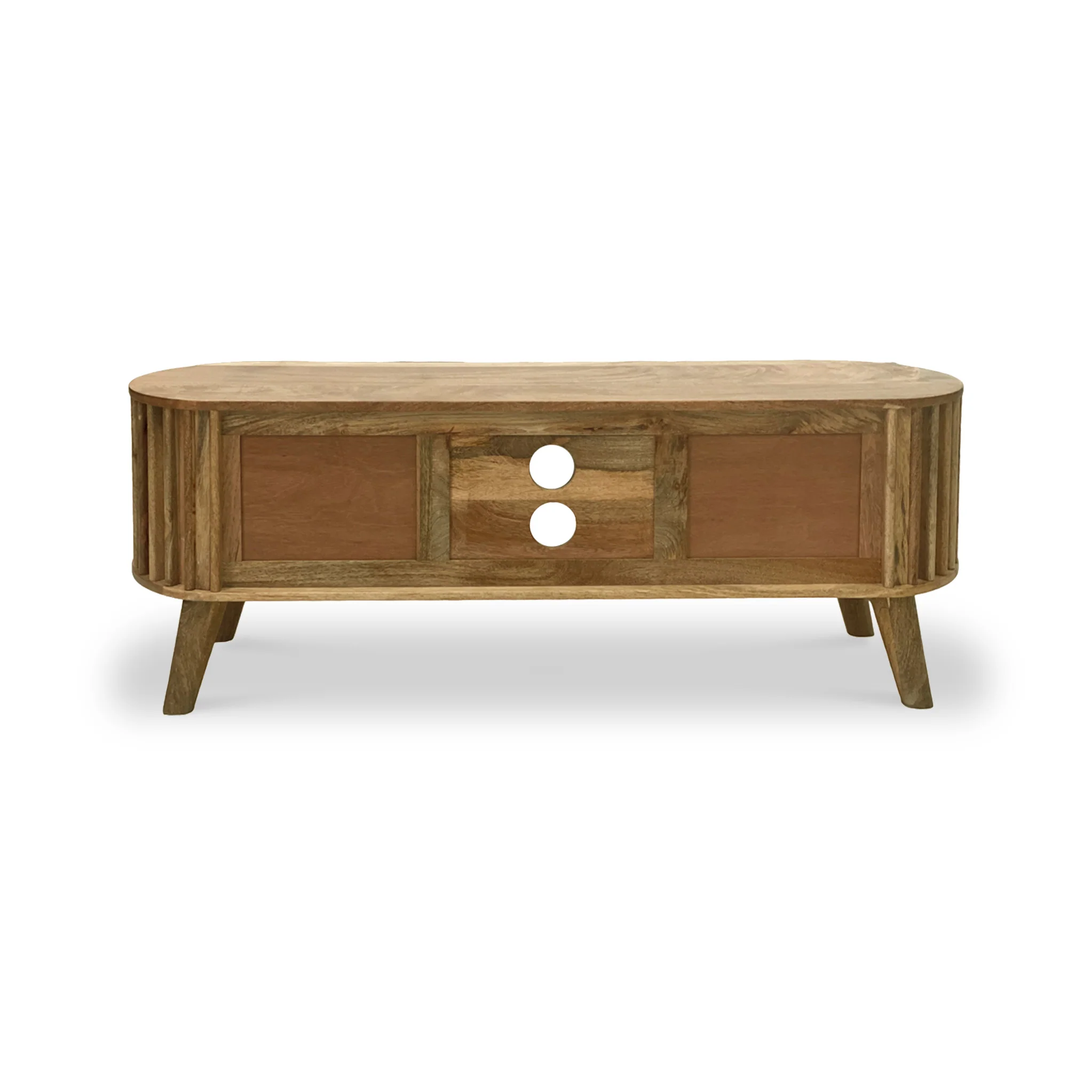 Leo Slatted Mango Wood 2 Door Large TV Unit - Image 7