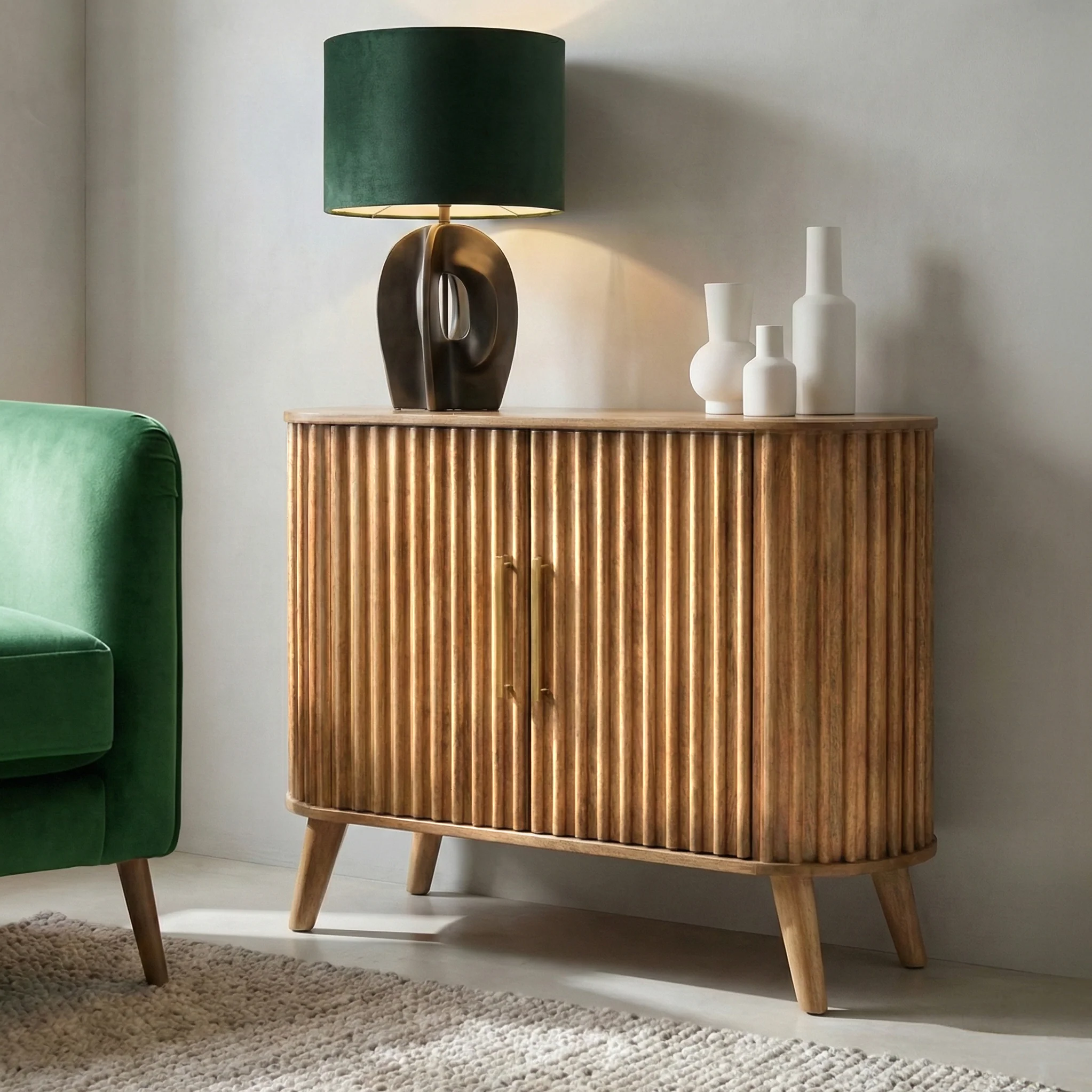 Leo Slatted Mango Wood 2 Door Sideboard - Image 2