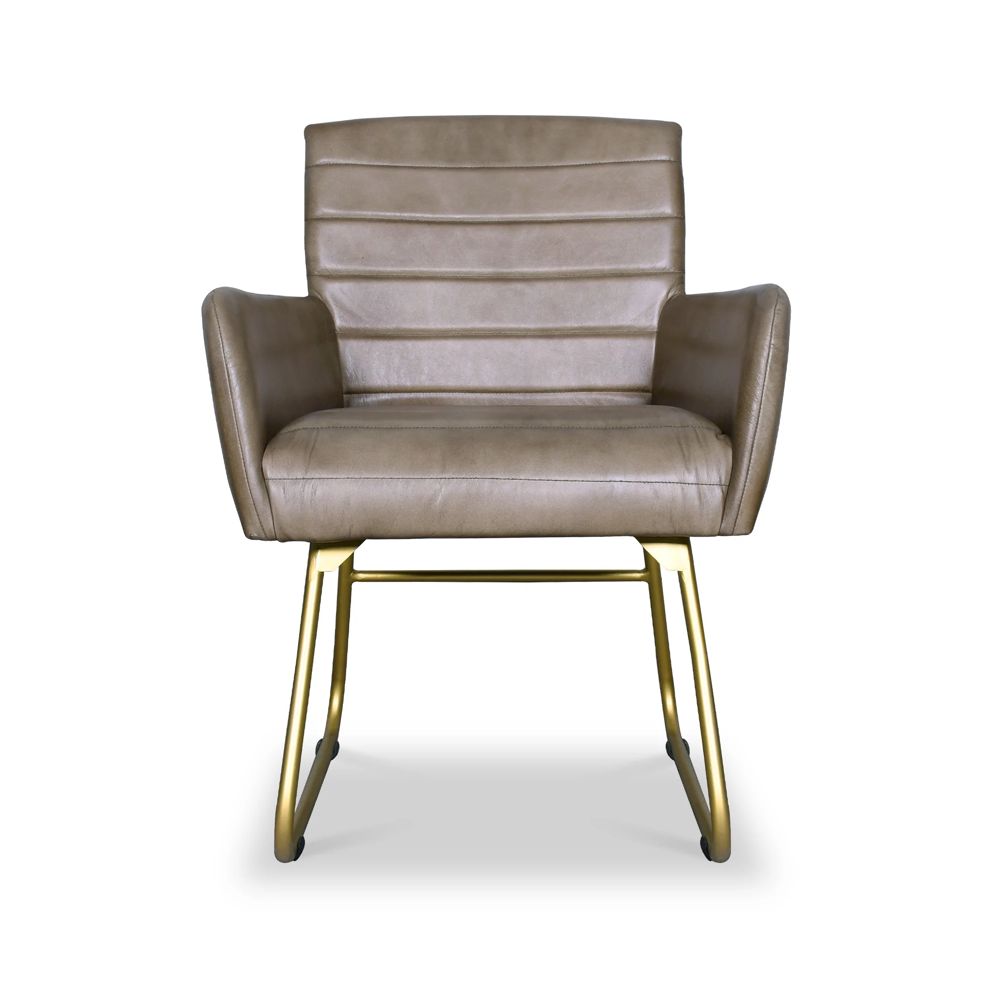 Leota Leather Armchair with Pleated Back - Image 3