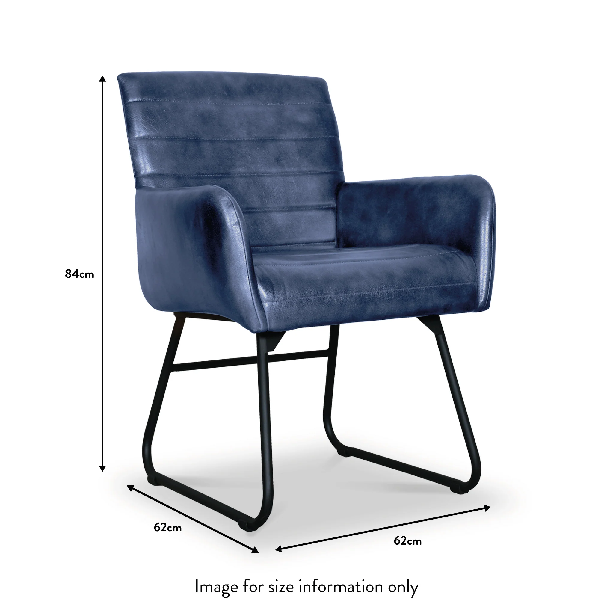 Leota Leather Armchair with Pleated Back - Image 6