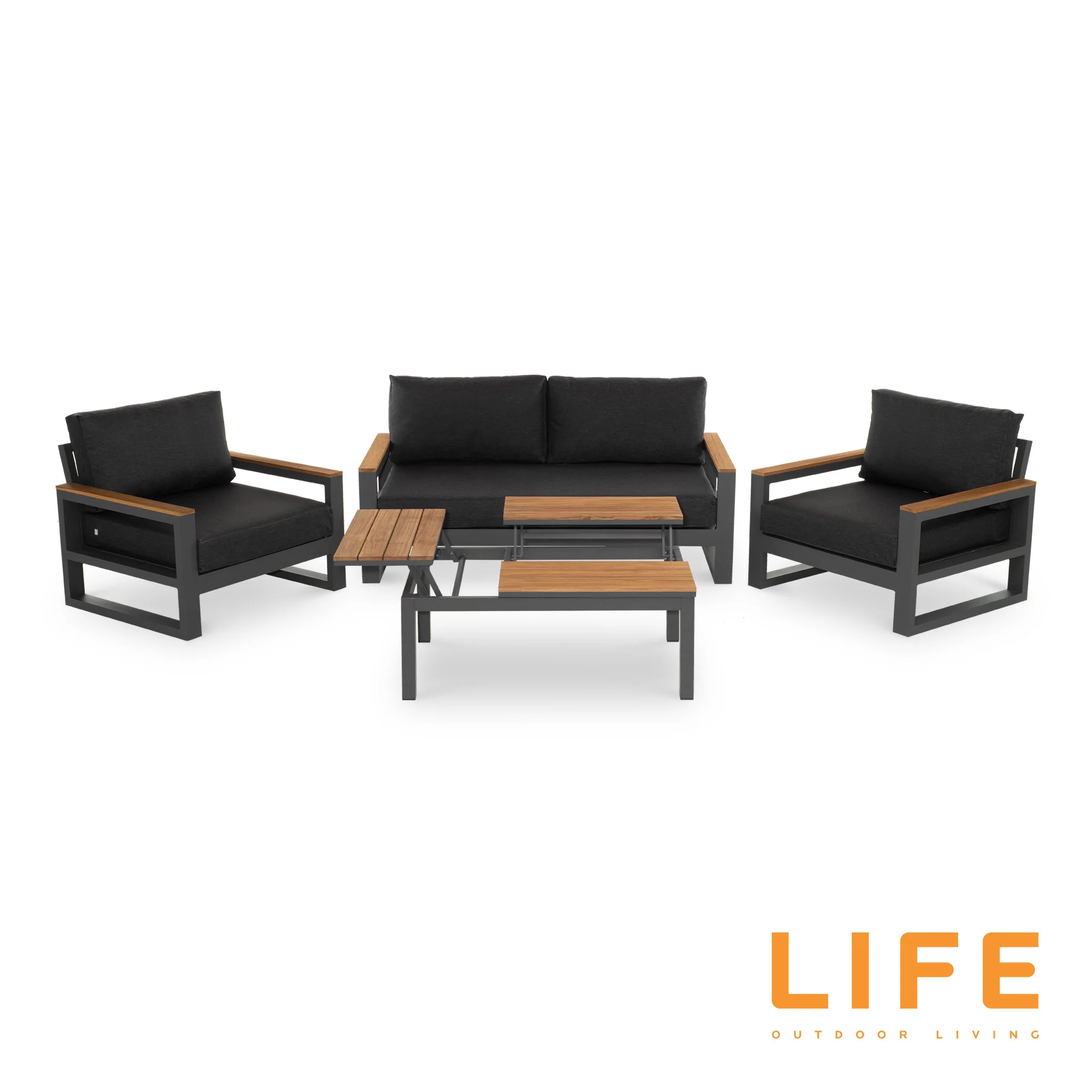 LIFE Soho Lounge Set with Teak Lift Up Coffee Table - Image 3