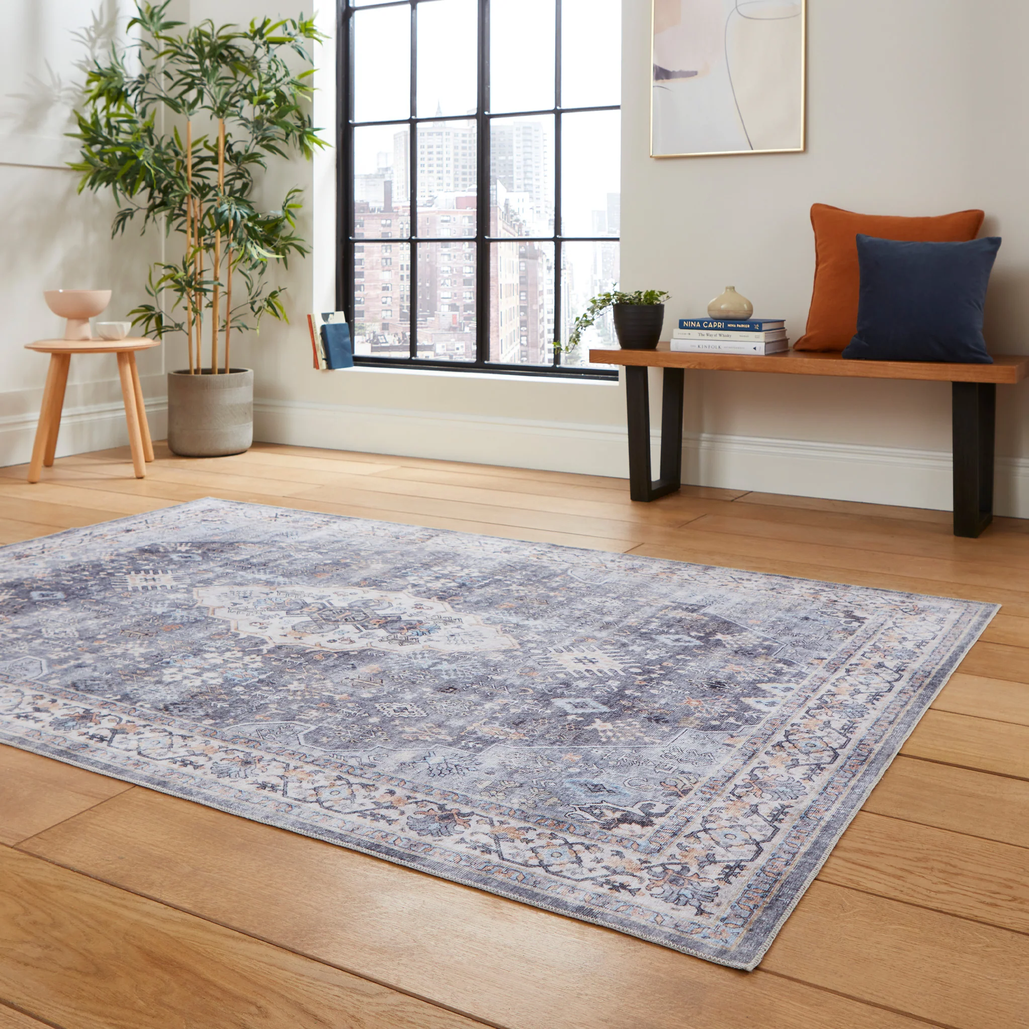 Lincoln Distressed Medallion Rug - Image 3