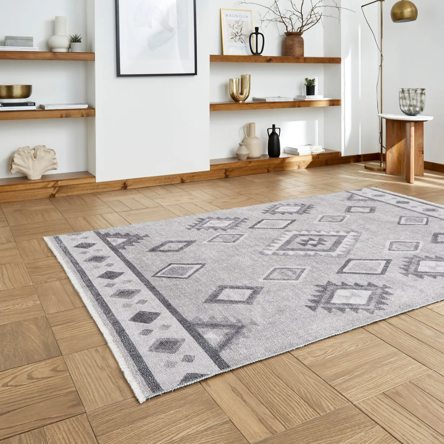 Linton Aztec Design Flatweave Washable Rug - Image 15