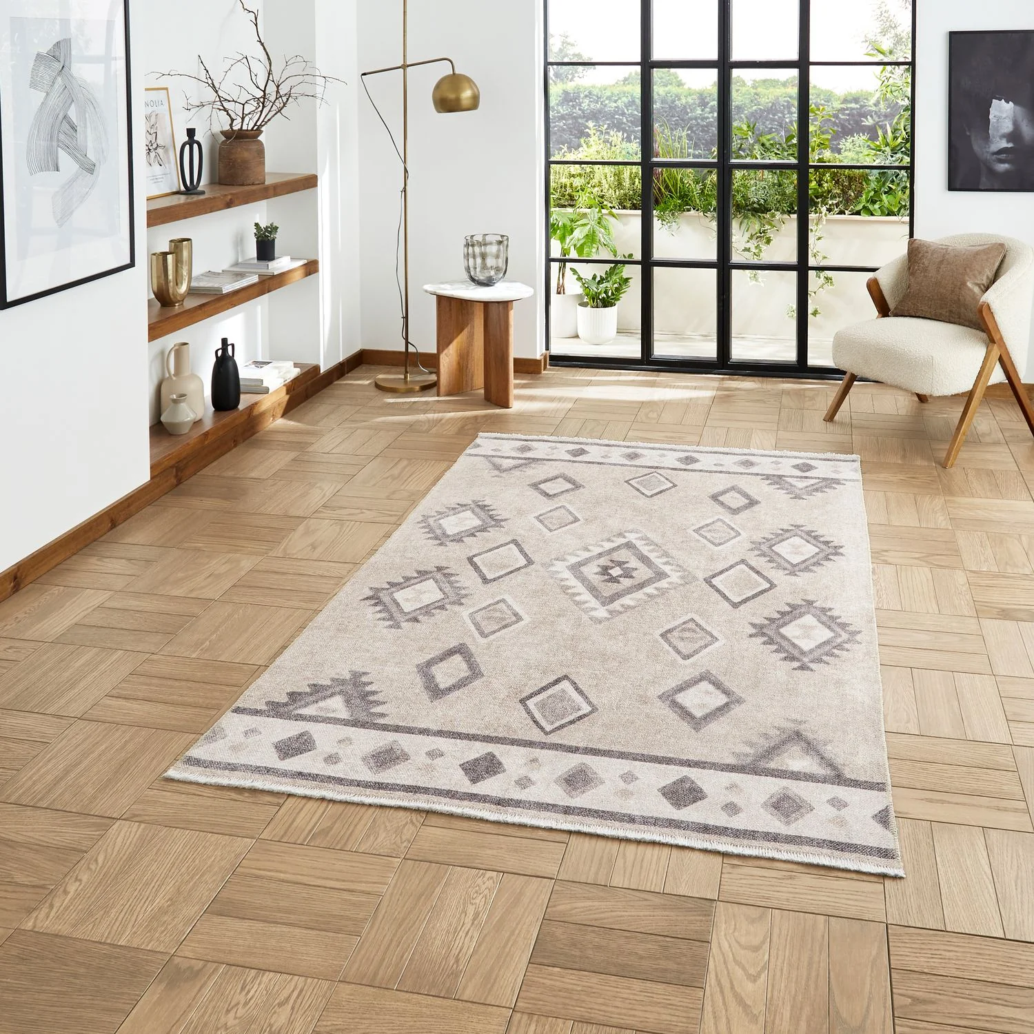 Linton Aztec Design Flatweave Washable Rug - Image 4