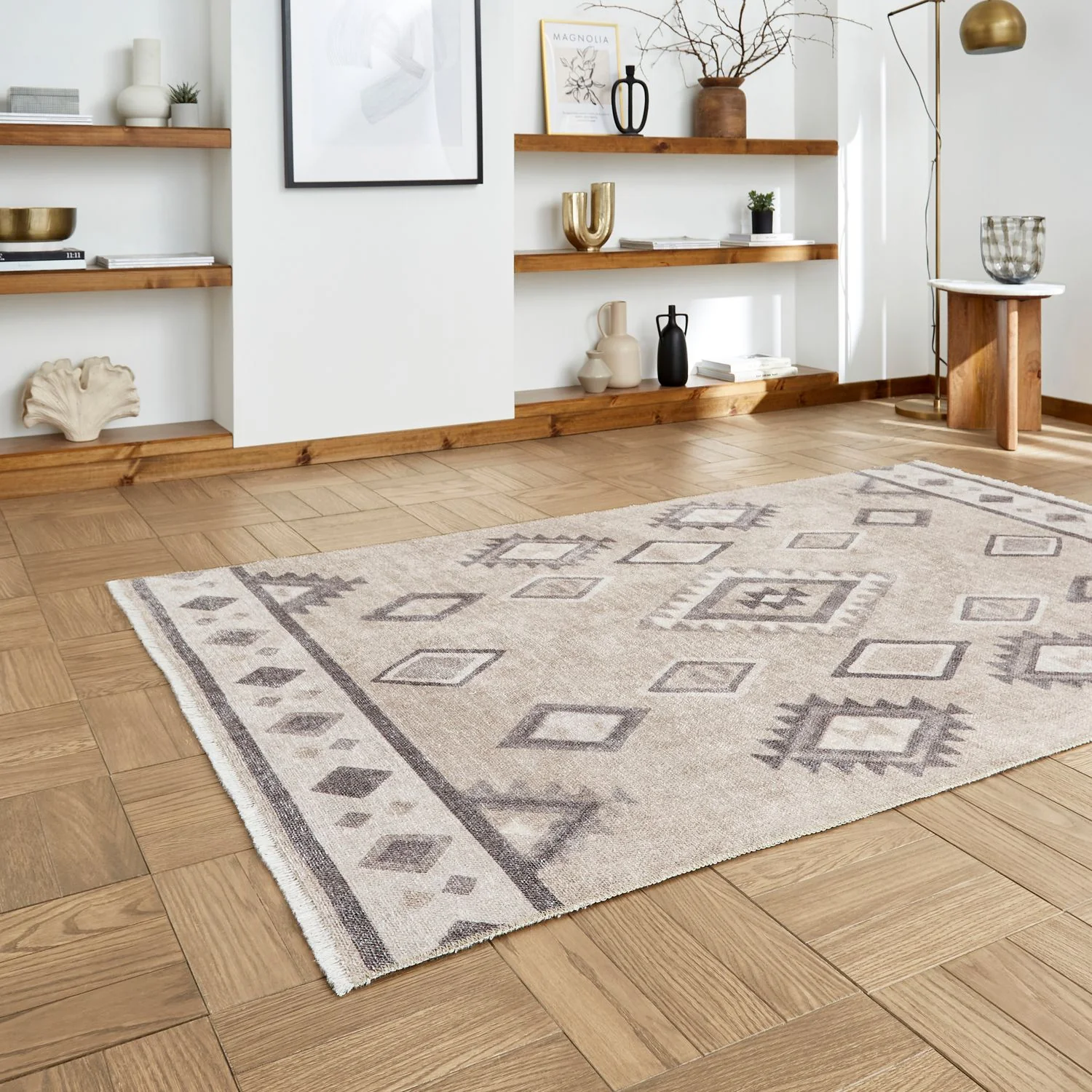 Linton Aztec Design Flatweave Washable Rug - Image 5