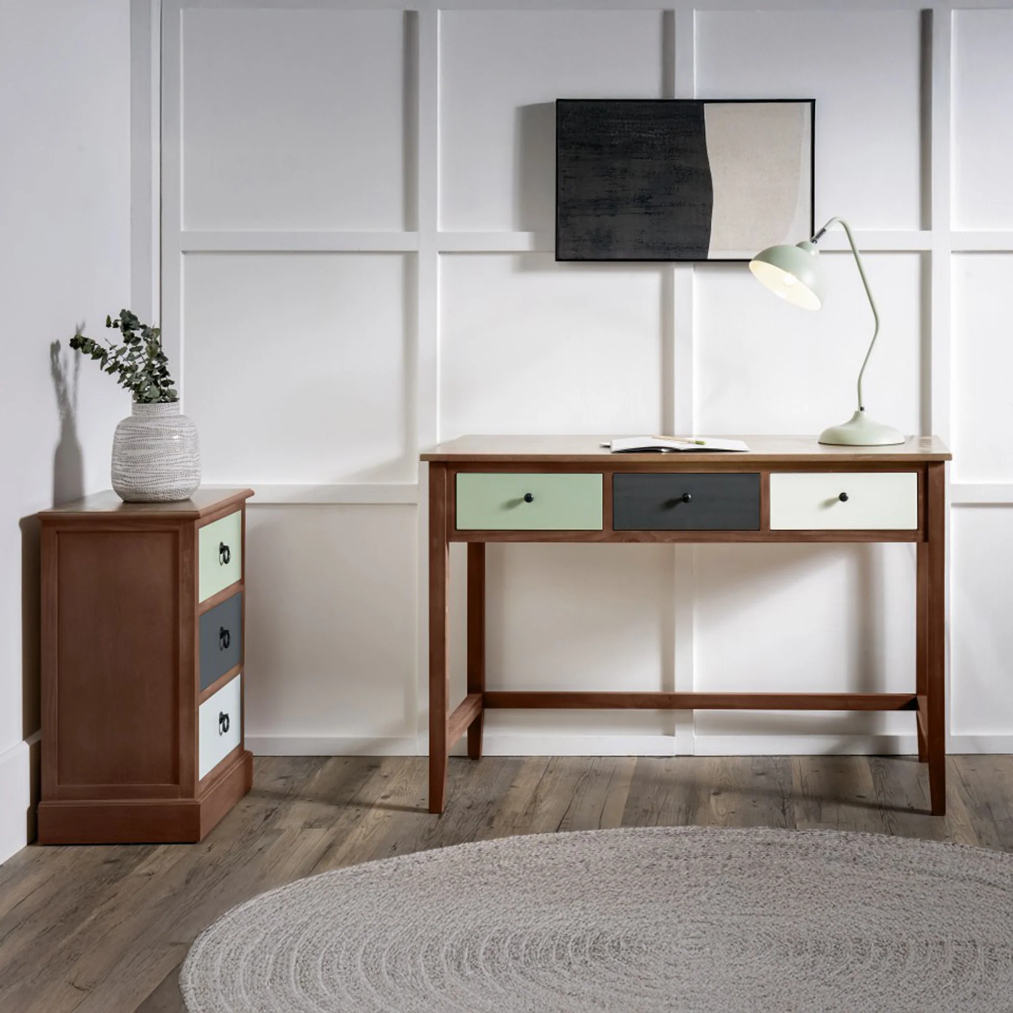Loft Pine 3 Drawer Desk - Image 8