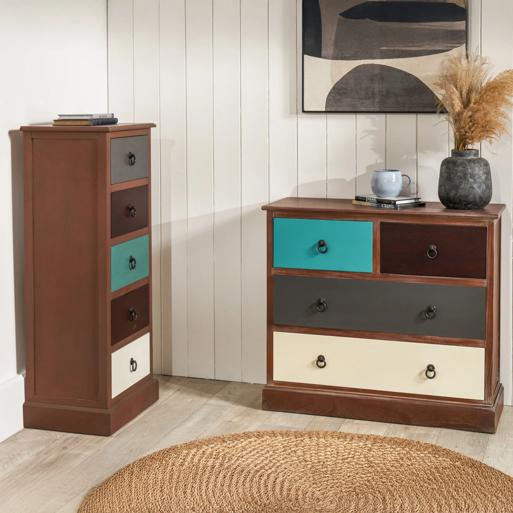 Loft Pine 5 Drawer Tallboy - Image 3