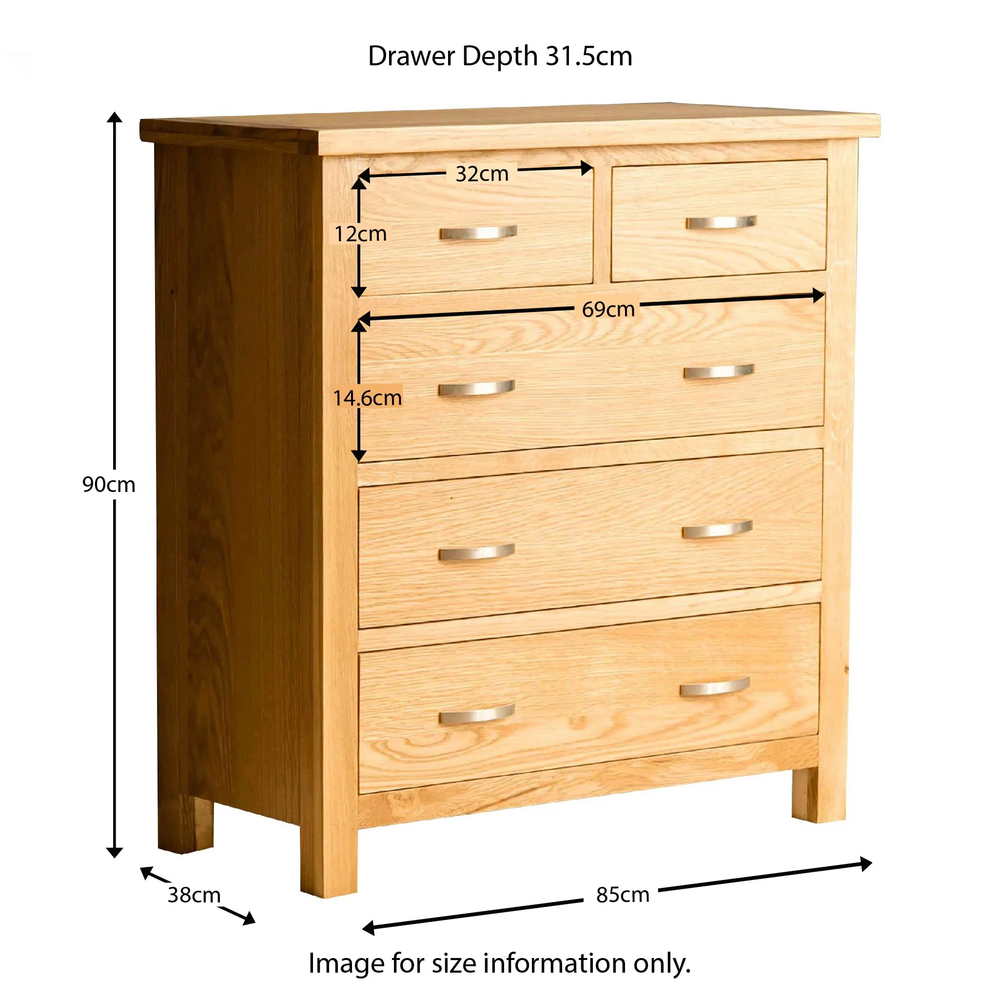 London Oak 2 over 3 Chest - Image 19
