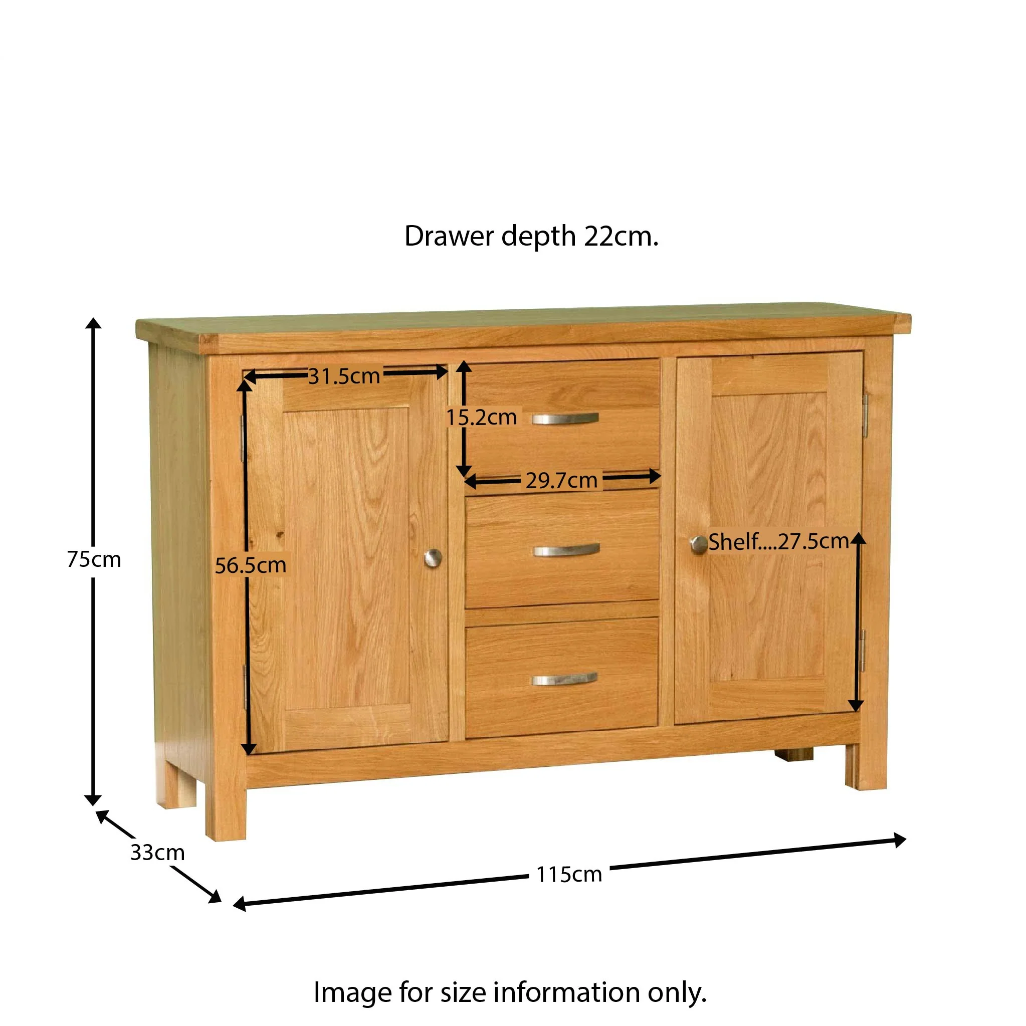 London Oak 3 Drawer Sideboard - Image 16