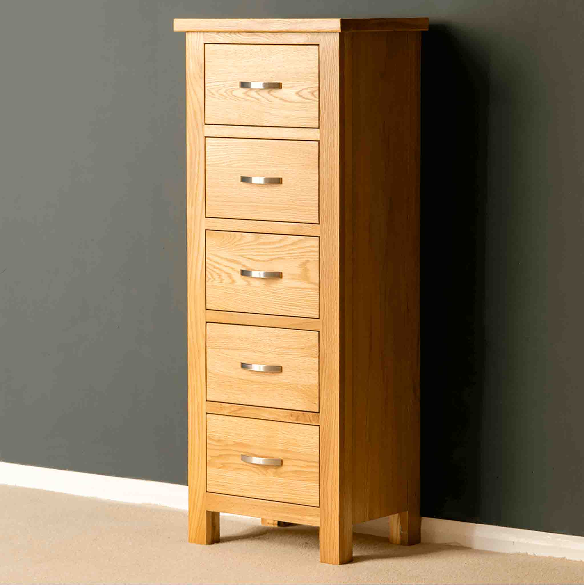 London Oak 5 Drawer Tallboy Chest - Image 21