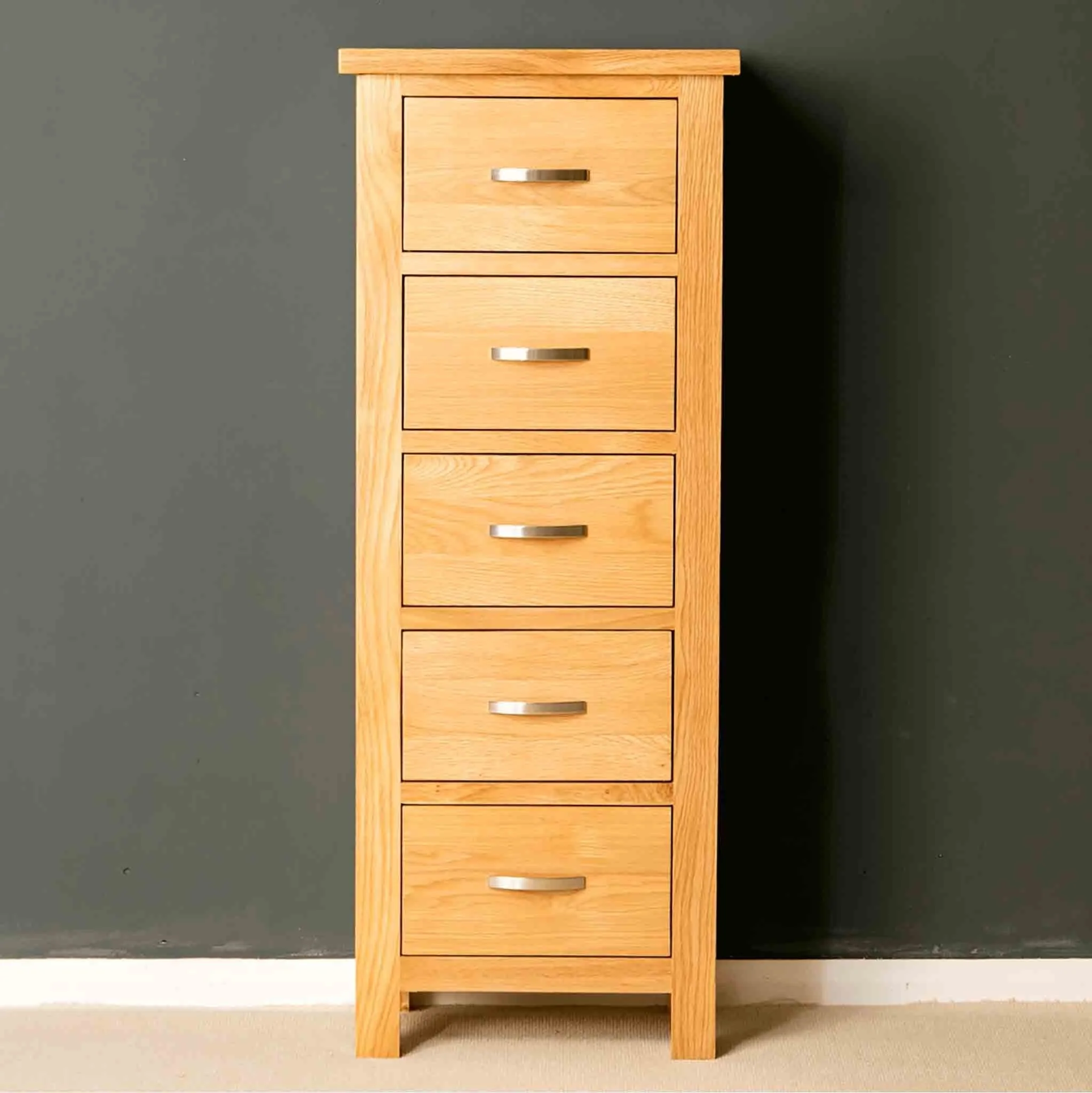 London Oak 5 Drawer Tallboy Chest - Image 24