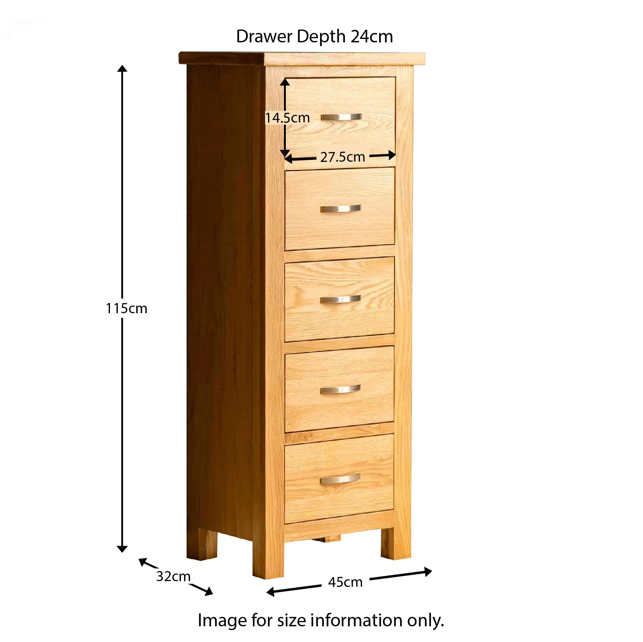 London Oak 5 Drawer Tallboy Chest - Image 26