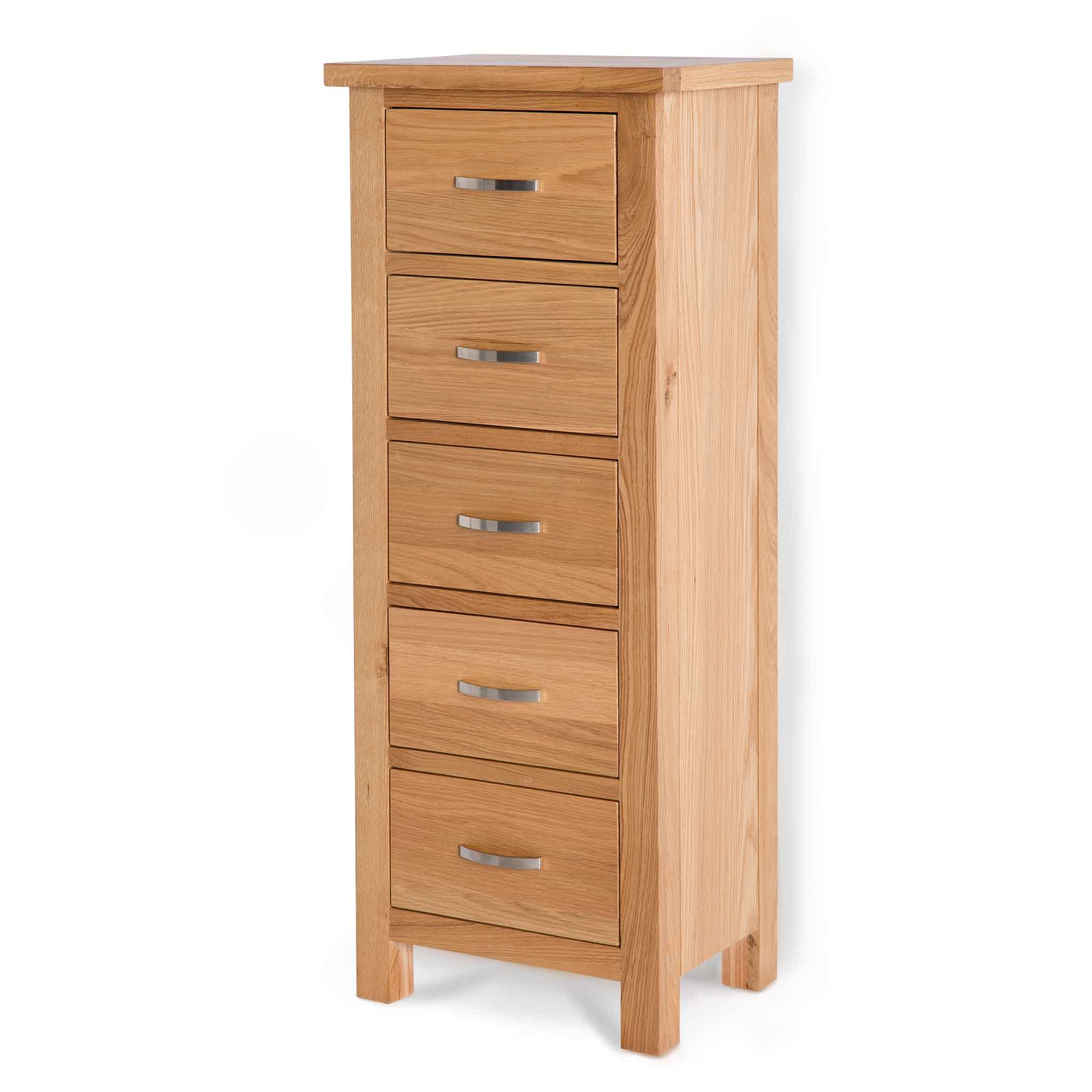 London Oak 5 Drawer Tallboy Chest - Image 5