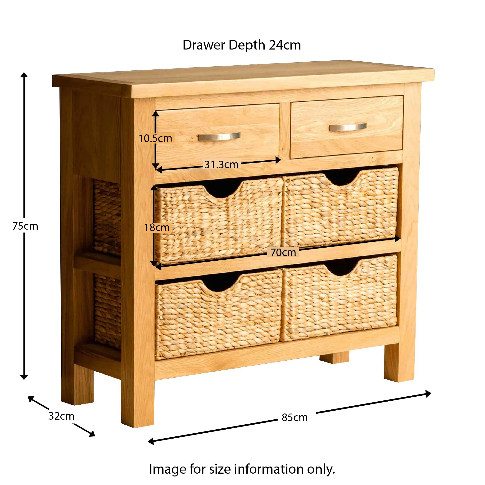 London Oak Console Table with Baskets - Image 11