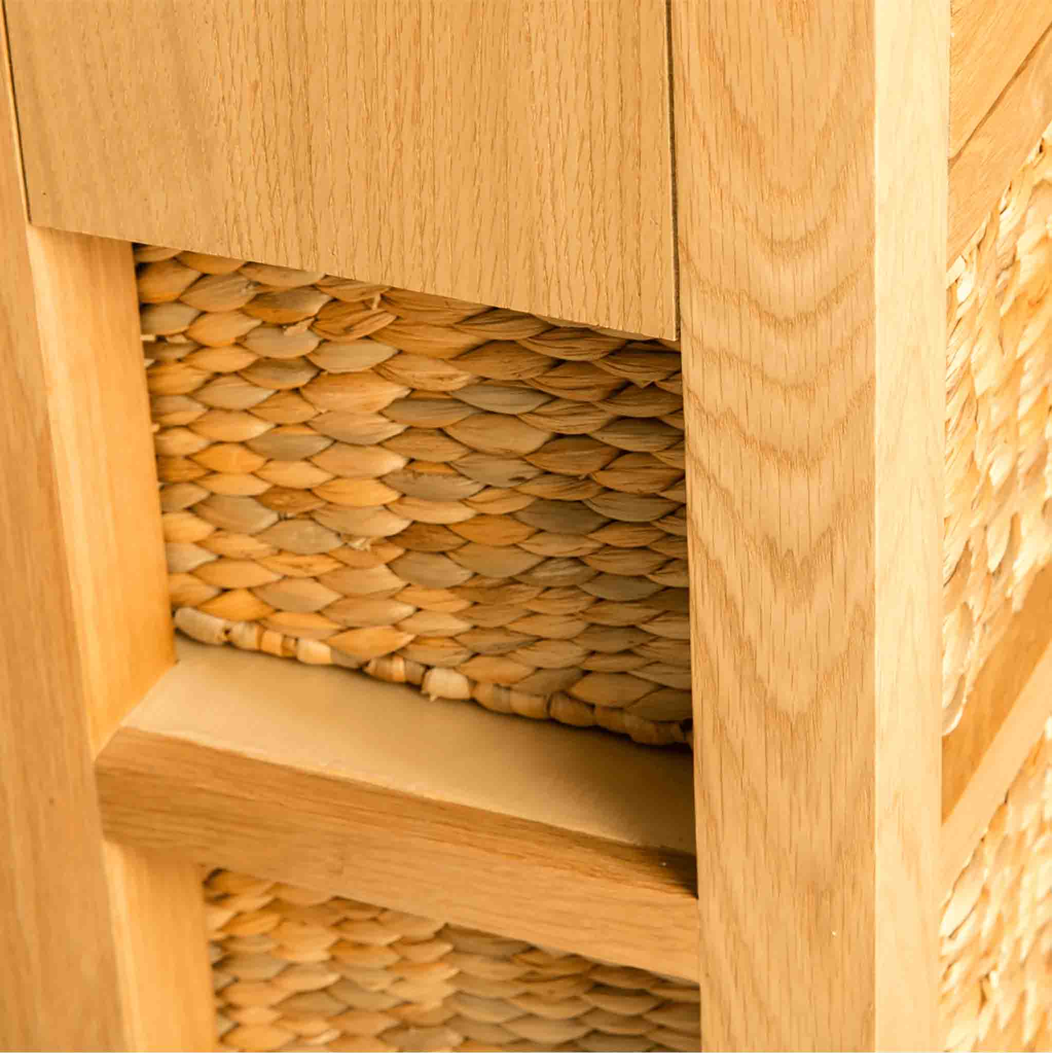 London Oak Console Table with Baskets - Image 6