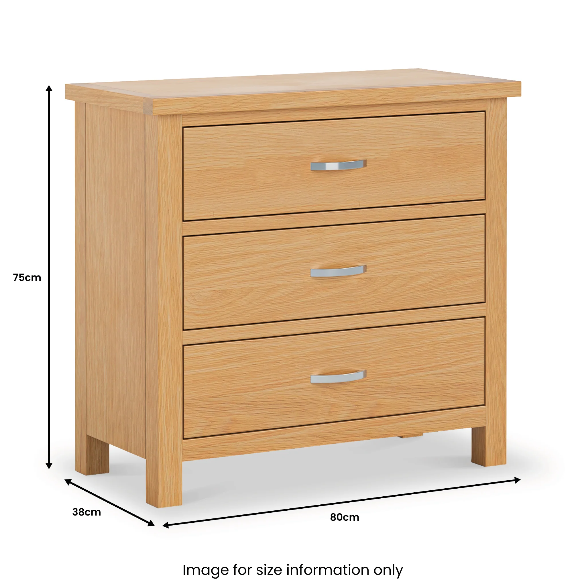 London Oak 3 Drawer Chest - Image 11