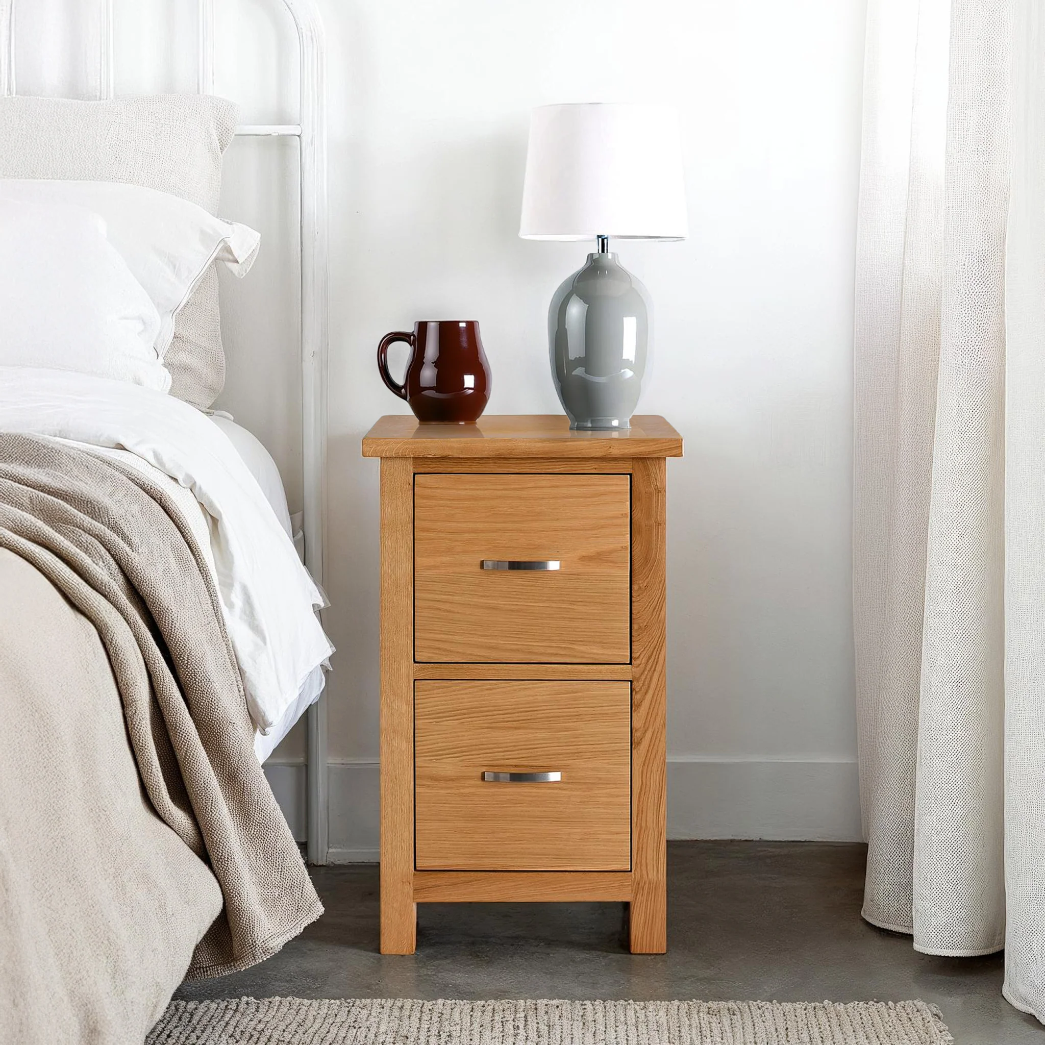 London Oak Slim Bedside Table - Image 2