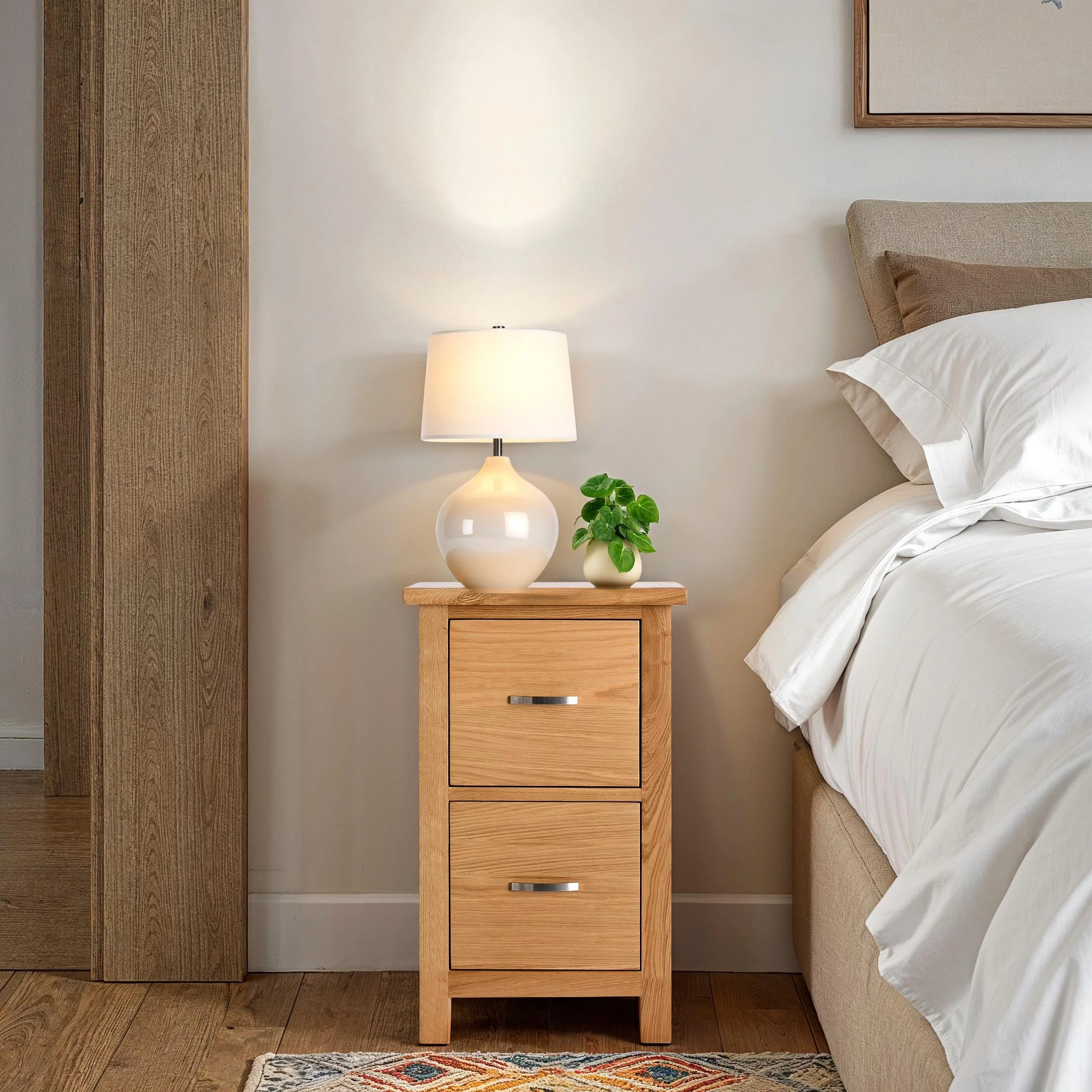 London Oak Slim Bedside Table - Image 4