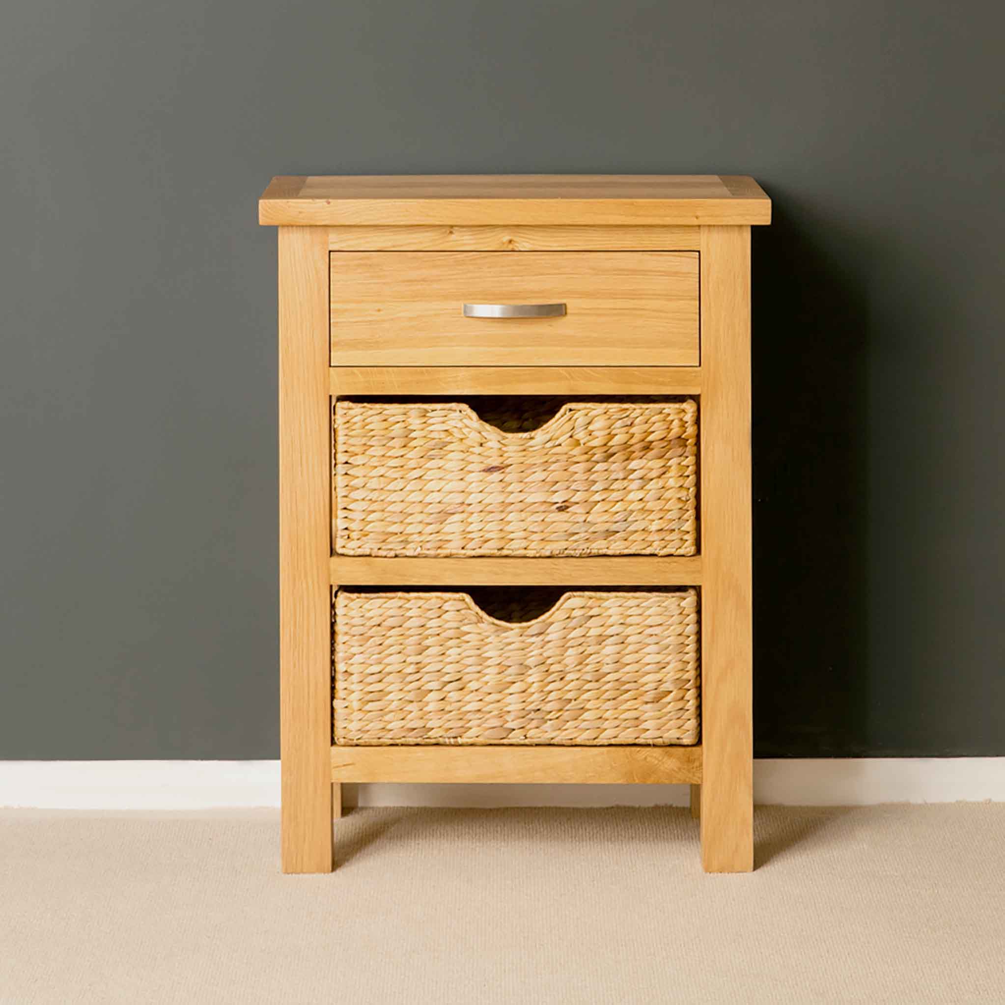 London Oak Telephone Table with Baskets - Image 11