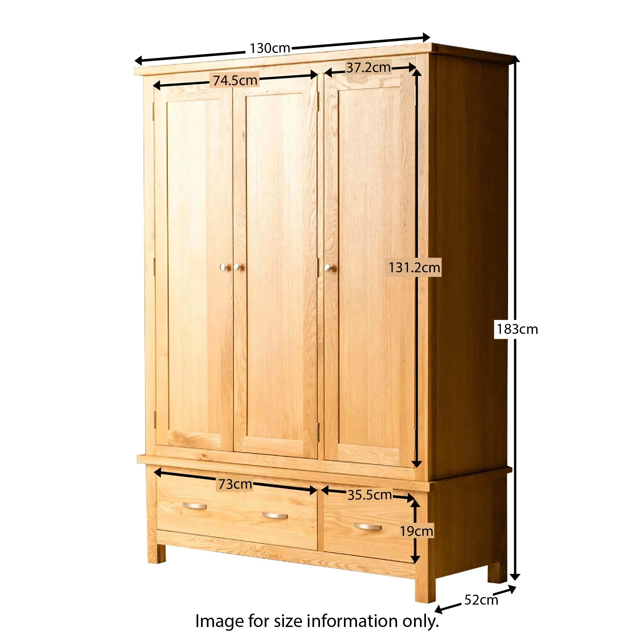 London Oak Triple Wardrobe & Drawers - Image 12