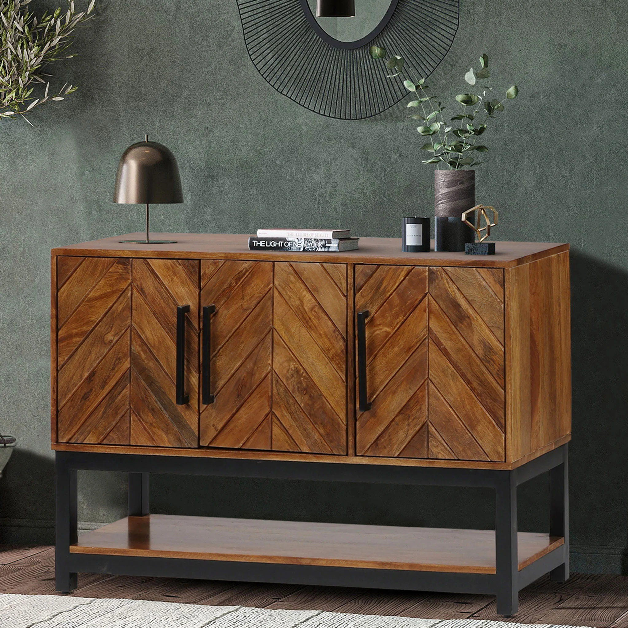 Loric Parquet Mango Wood Console Table - Image 2