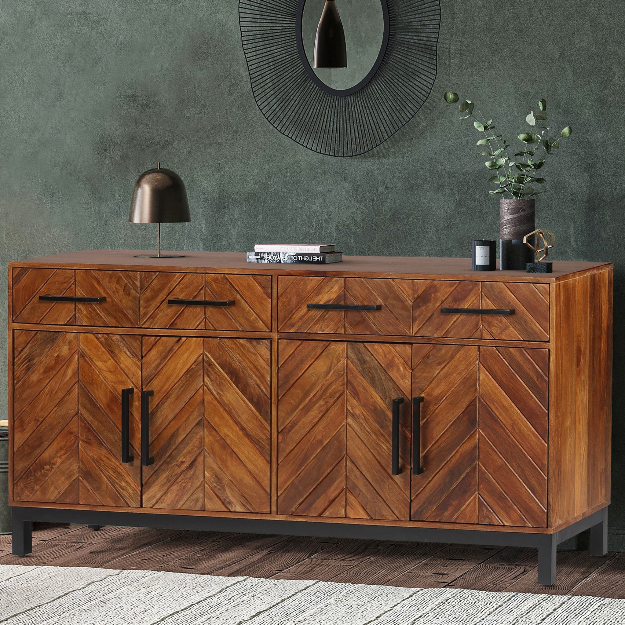 Loric Parquet Mango Wood Large Sideboard - Image 2