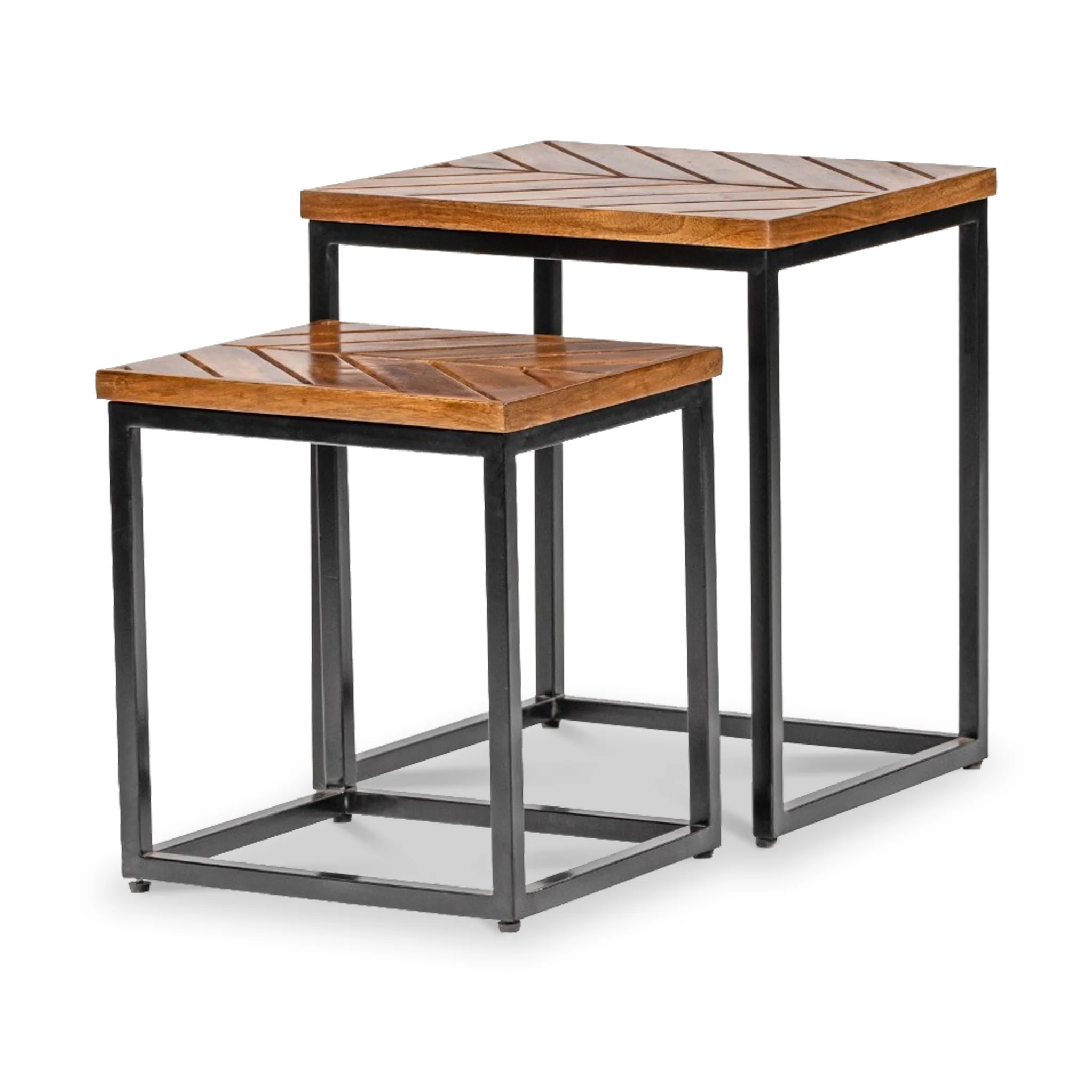 Loric Parquet Mango Wood Nest Of Tables - Image 3