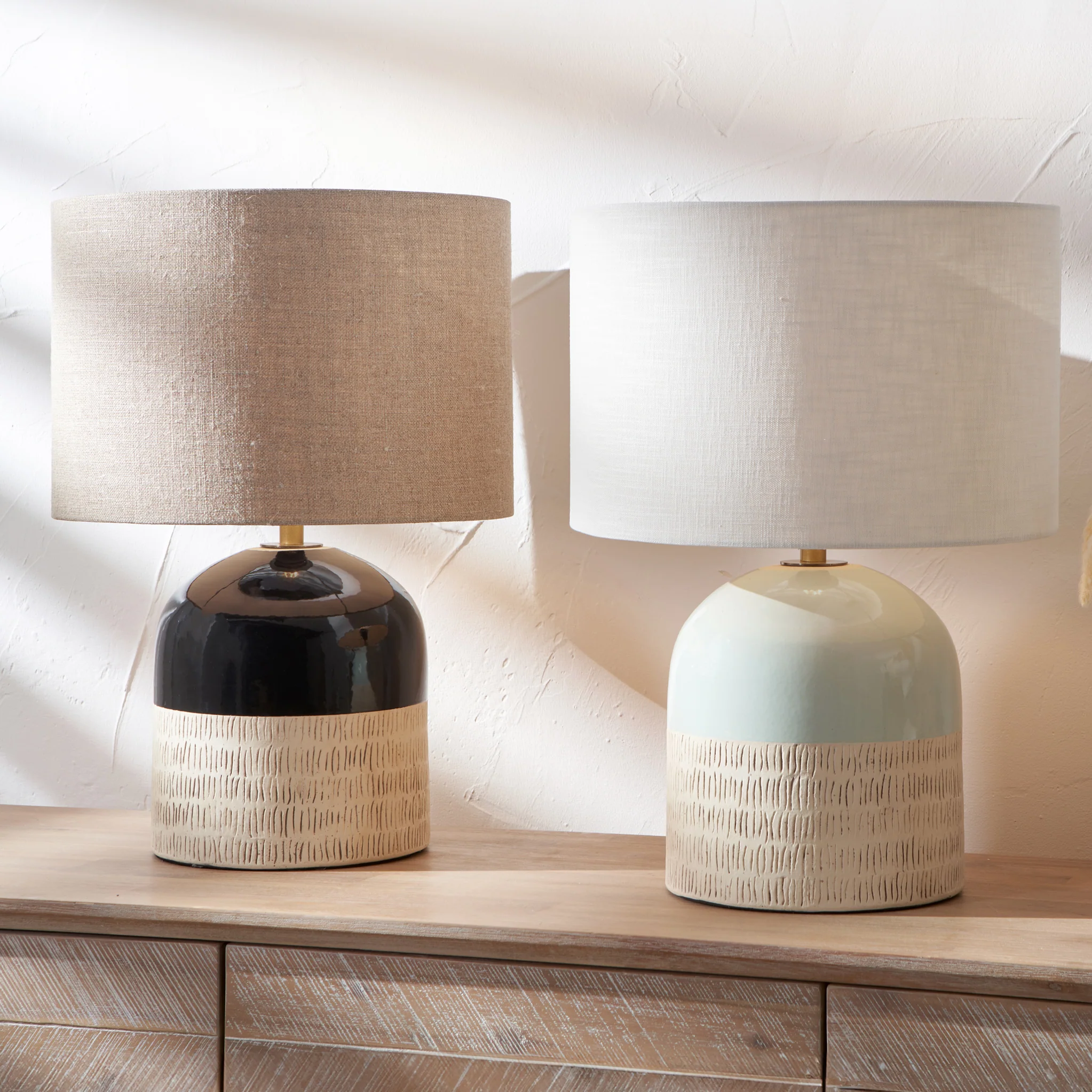 Lotta Black and Natural Stoneware Table Lamp - Image 7