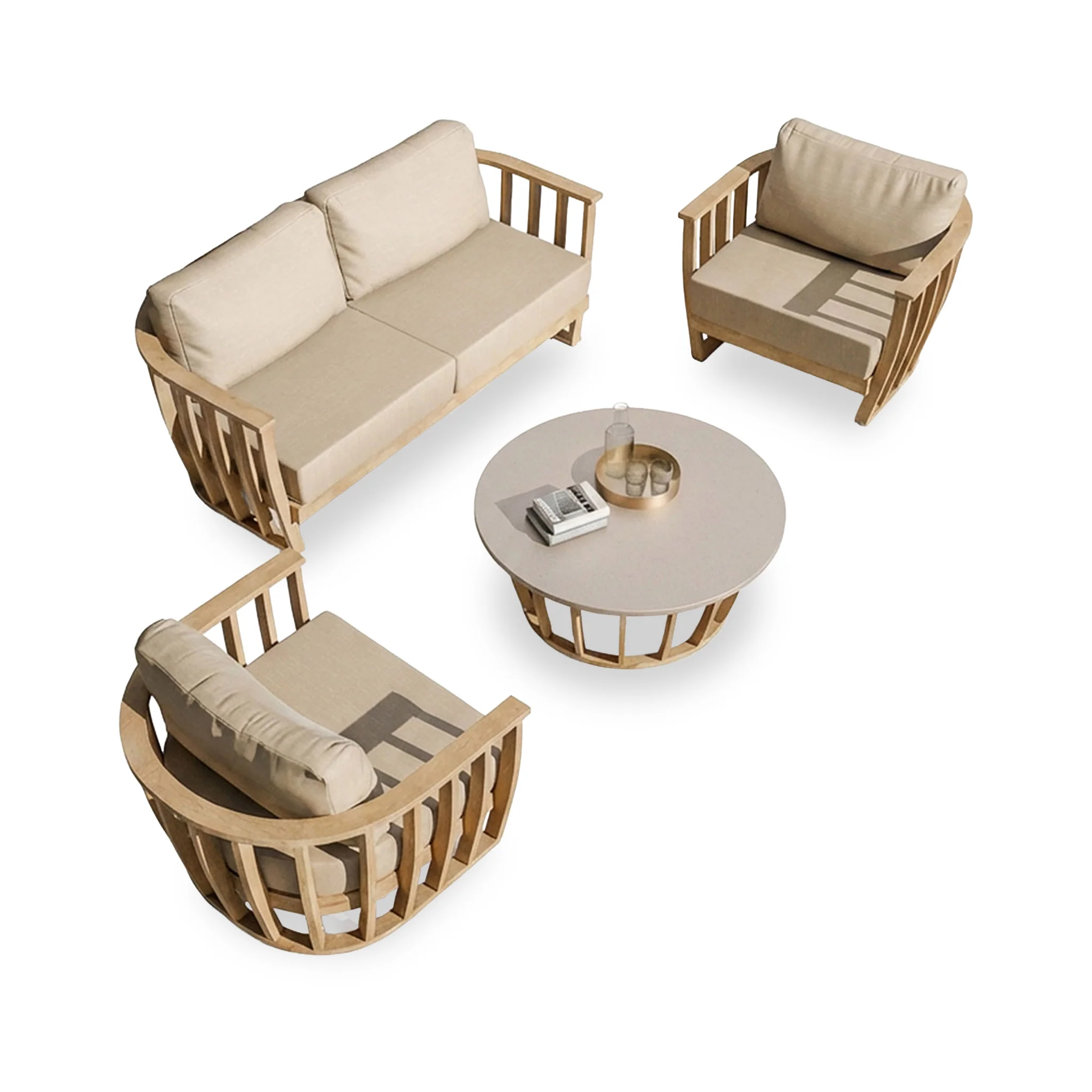 Lucca 5 Seater Acacia Lounging Set with Coffee Table - Image 2
