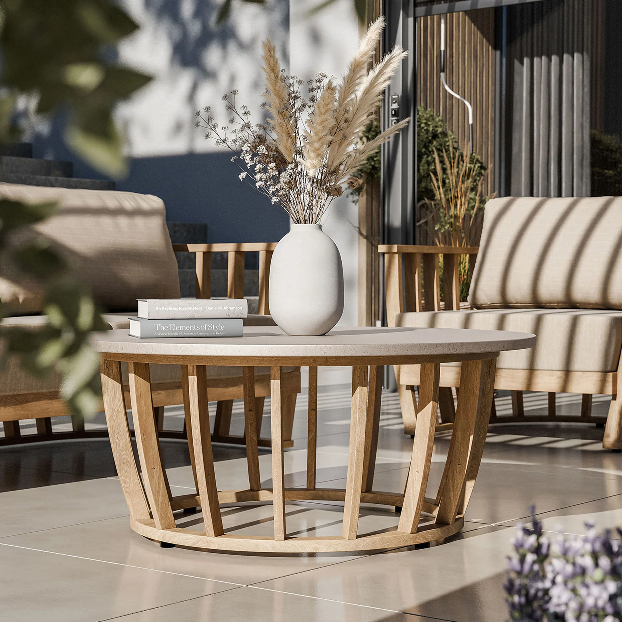 Lucca 5 Seater Acacia Lounging Set with Coffee Table - Image 5