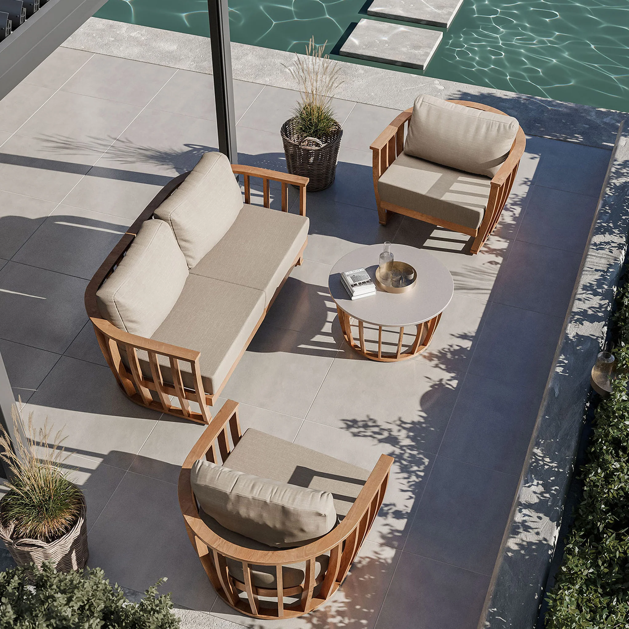 Lucca 5 Seater Lounging Set with Coffee Table - Image 11