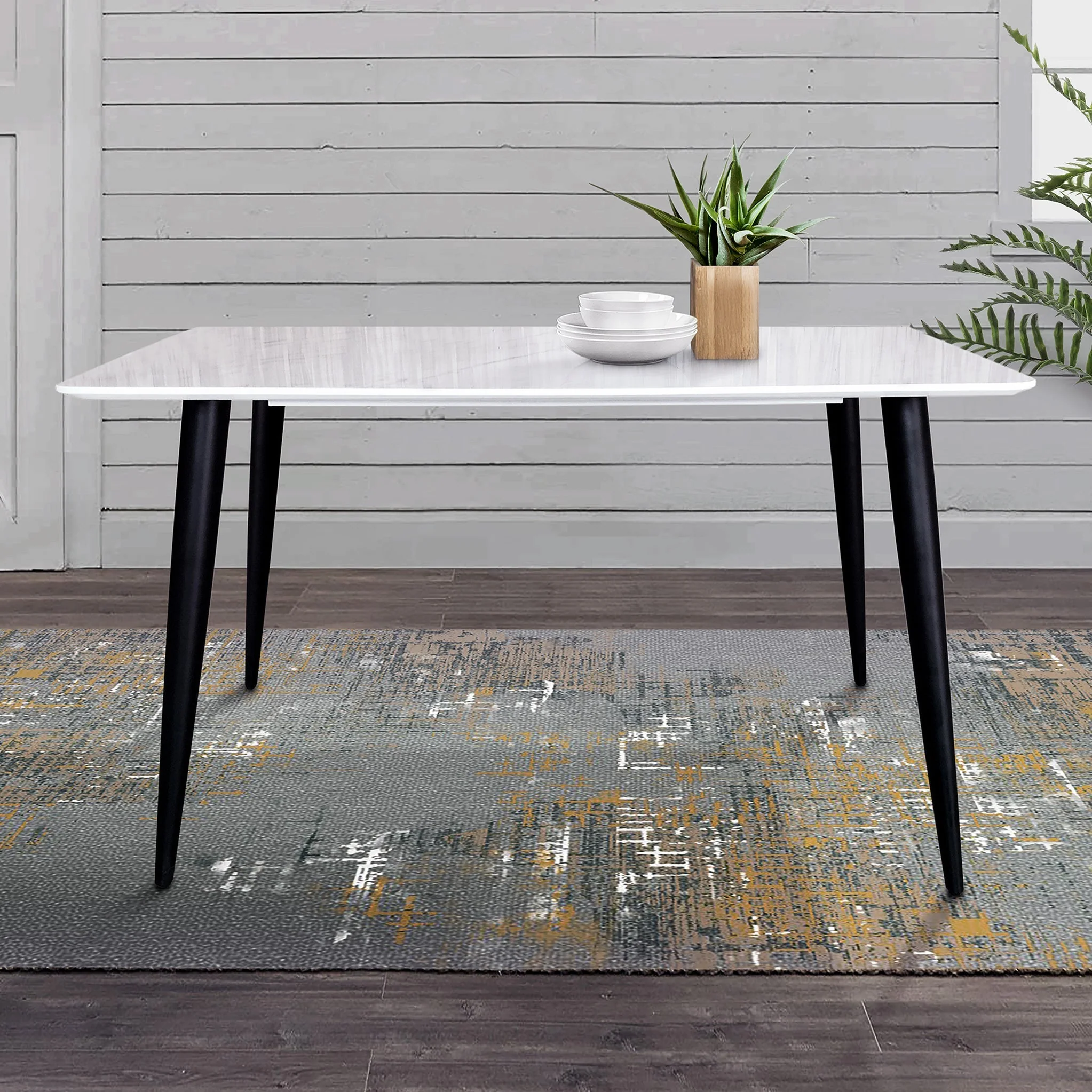 Lucio White Faux Marble Rectangular Dining Table - Image 2