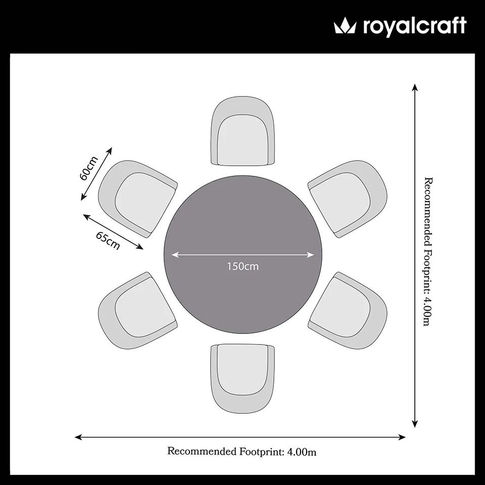 Luna 6 Seater Round Concrete Dining Set with Sol Rattan Dining Chairs - Image 8