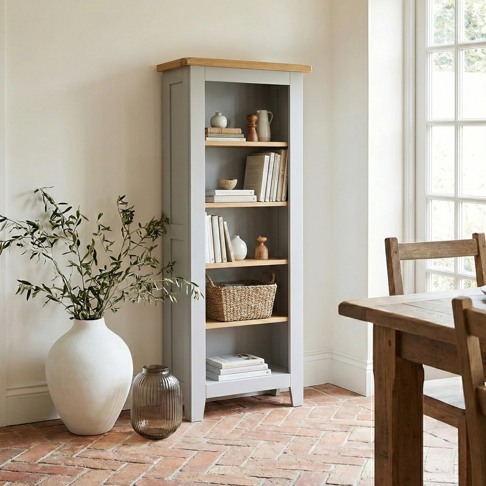 Lundy Grey Narrow Bookcase - Image 2