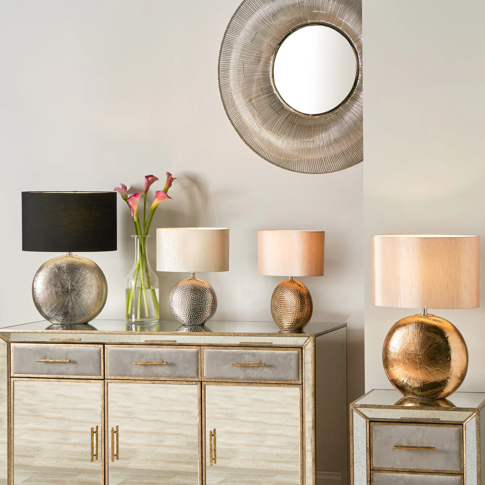 Mabel Silver Dot Textured Ceramic Table Lamp - Image 3